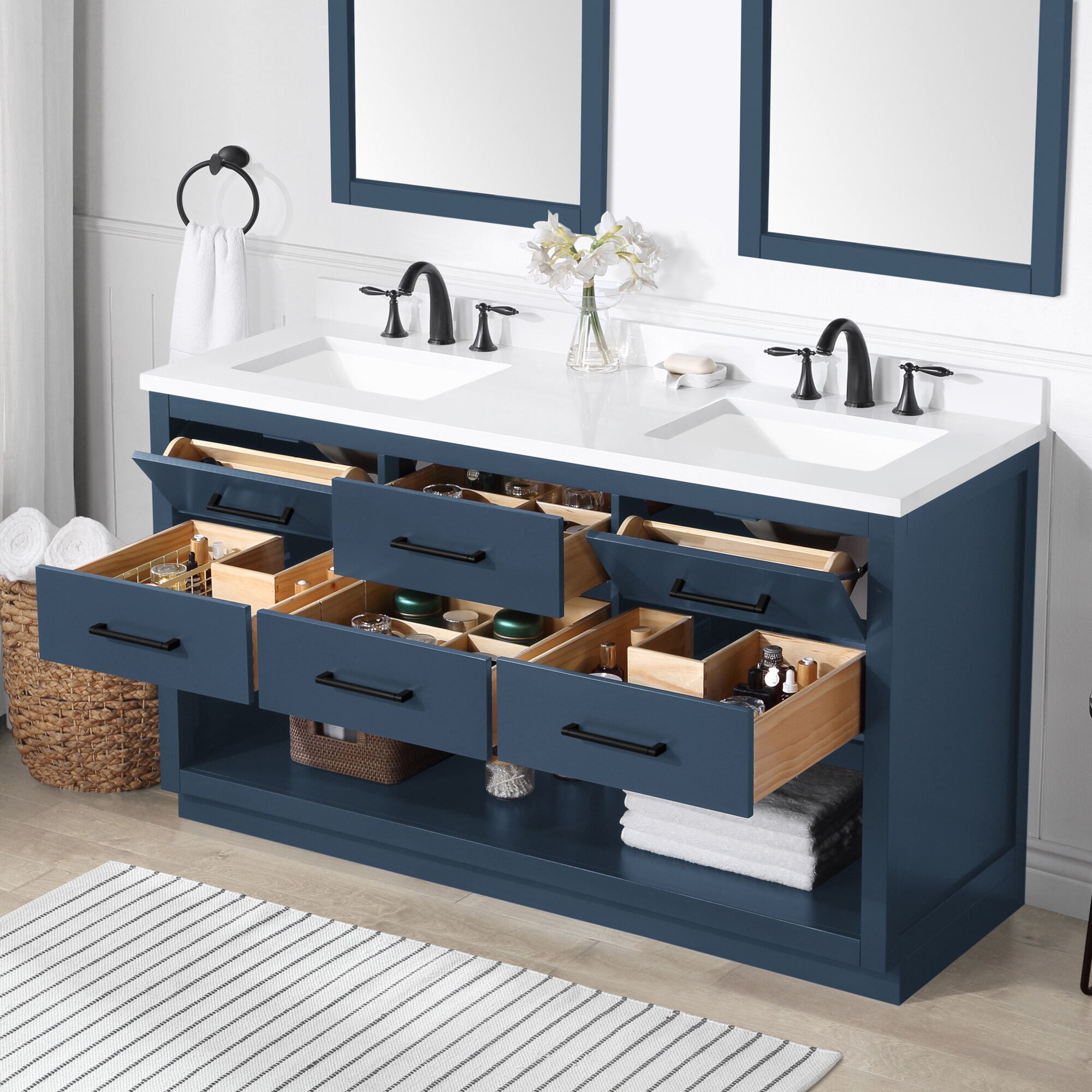 OVE Decors Rider 60-in Grayish Blue Undermount Double Sink Bathroom ...