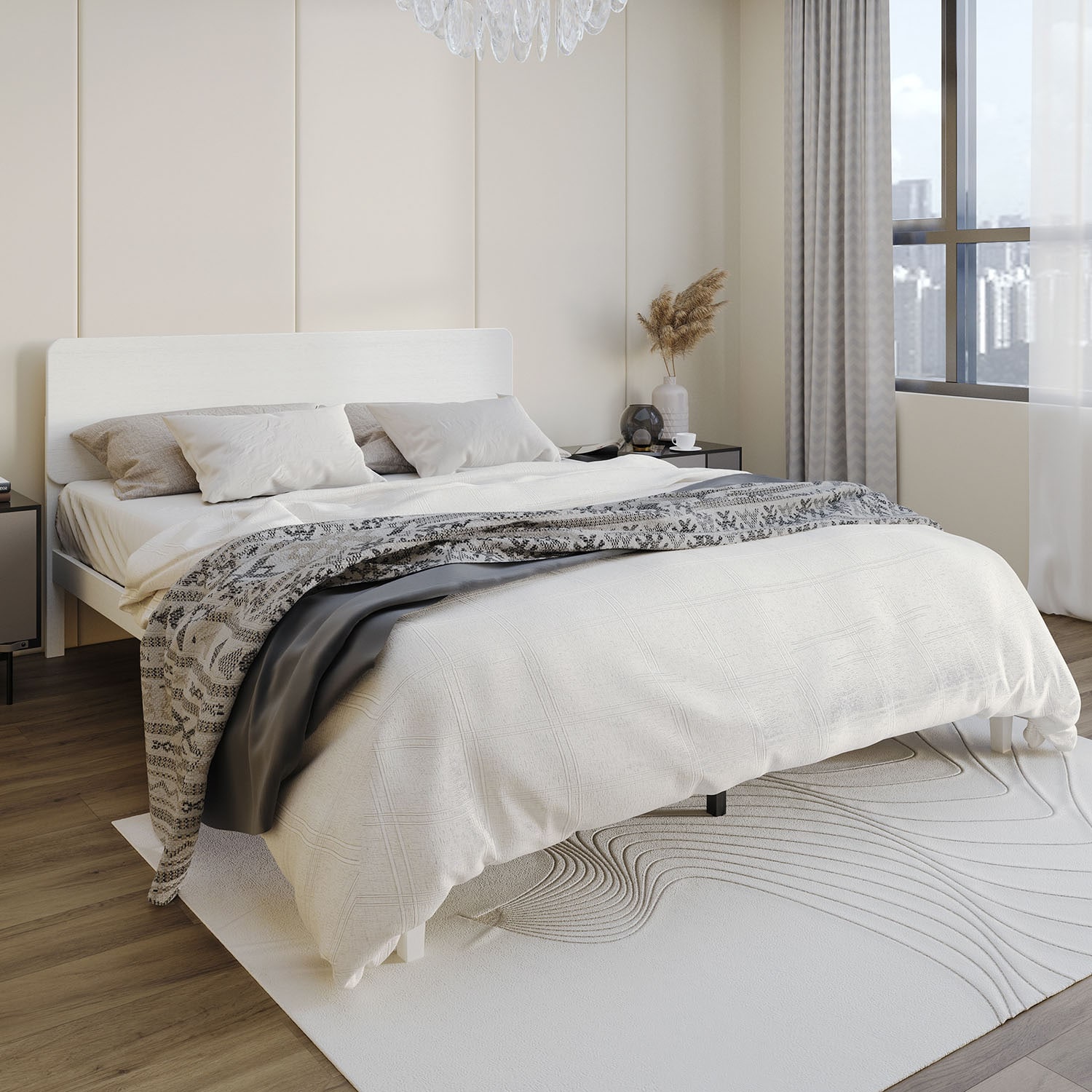 CasePiece C262QPL-WT-WD White Queen Wood Platform Bed