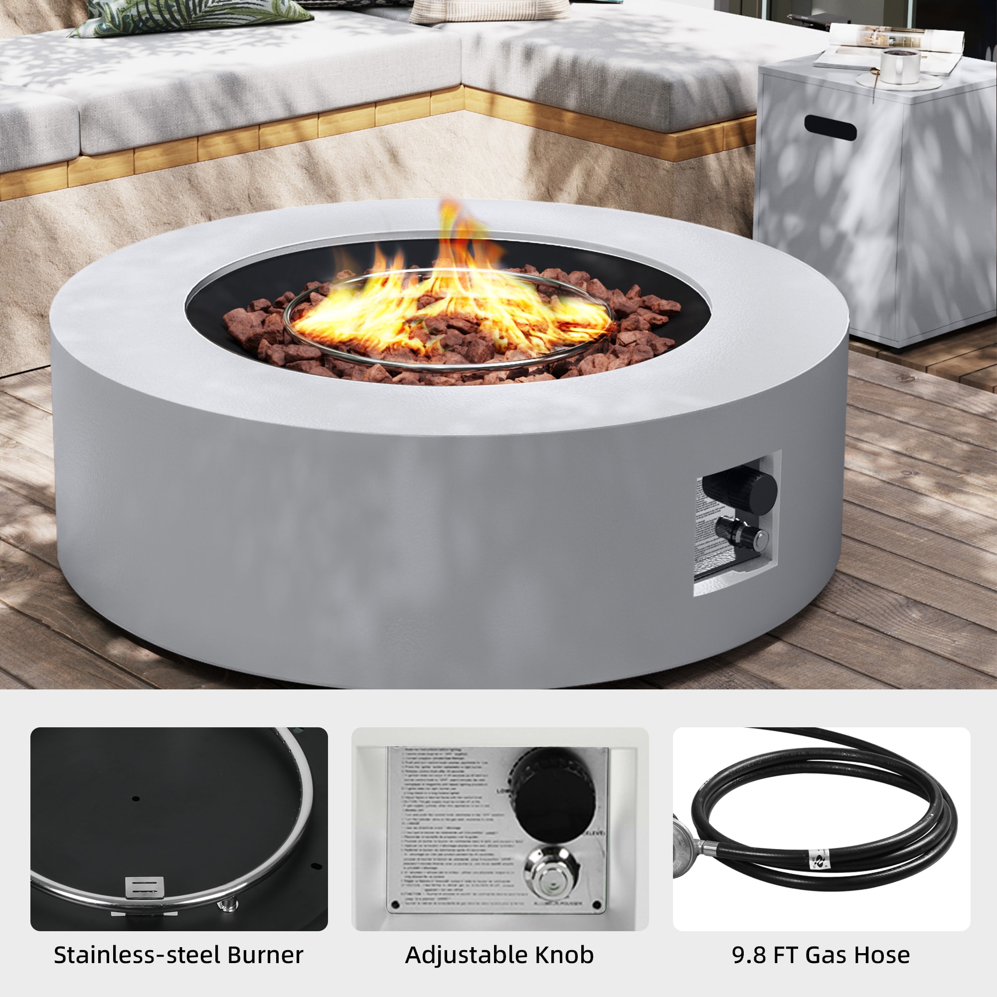 UPHA PL-42TPYX-WH-K Outdoor-Gas-Firepits - View #6