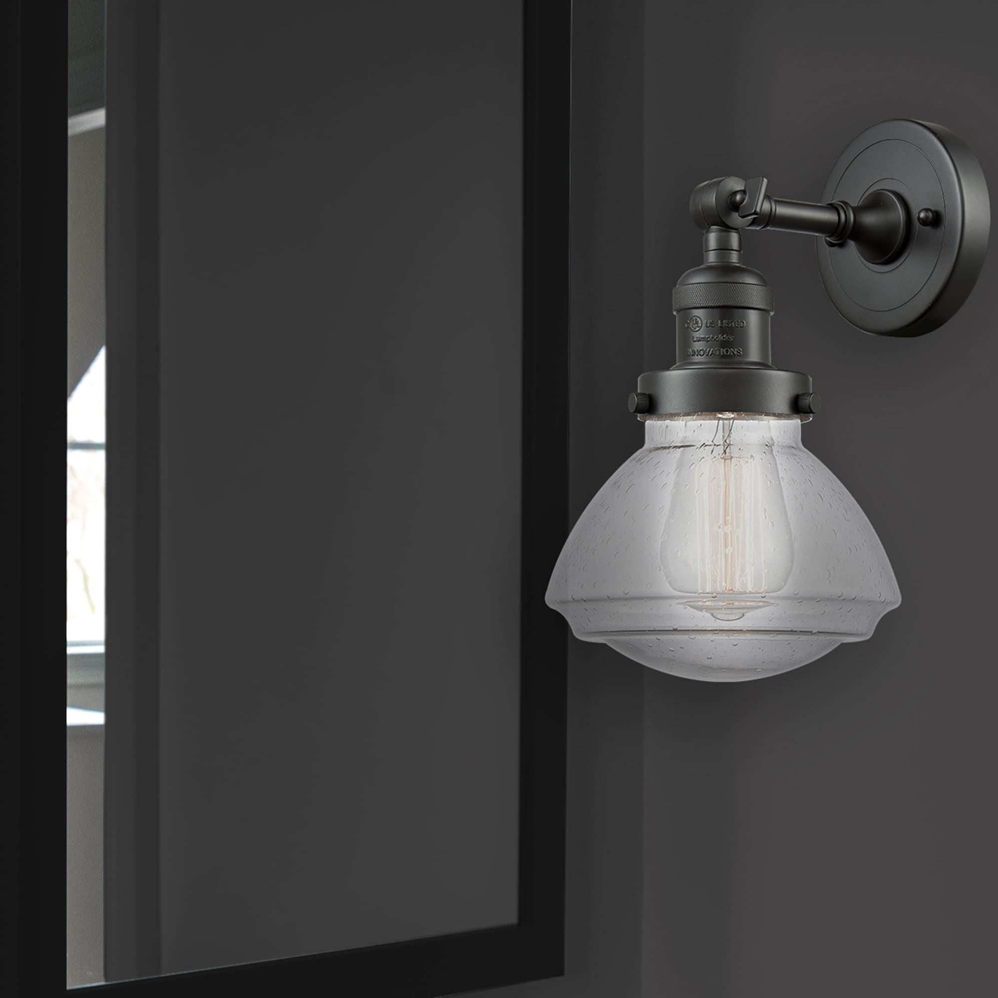 Innovations Lighting 203-OB-G324 Olean 6.75-in W 1 -Light Oil-rubbed Bronze Industrial Wall Sconce