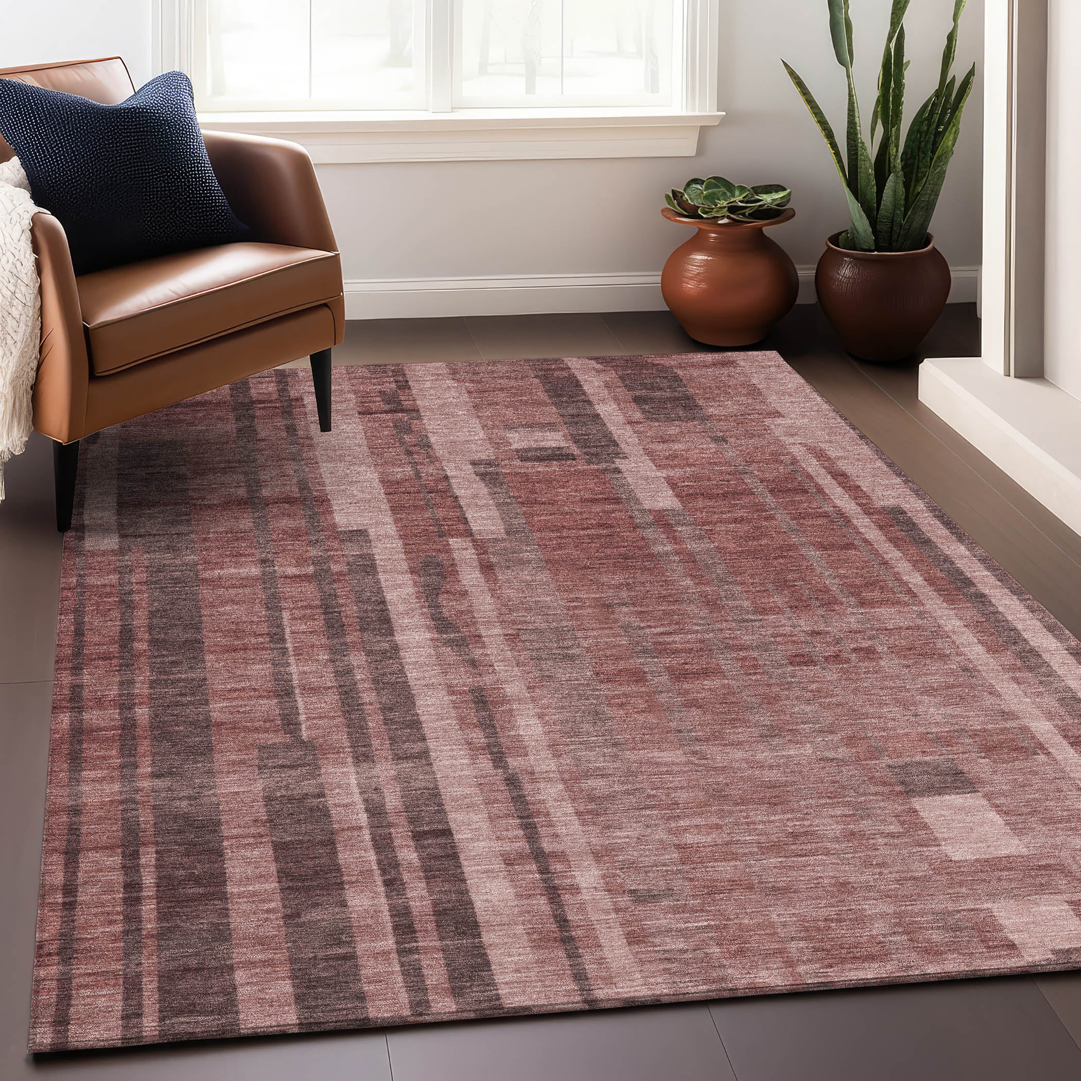 Addison Rugs ACN1063PK9X12 Chantille ACN1063PK 9 x 12 (ft) Polyester Paprika Rectangular Indoor/Outdoor Geometric Machine washable Area rug