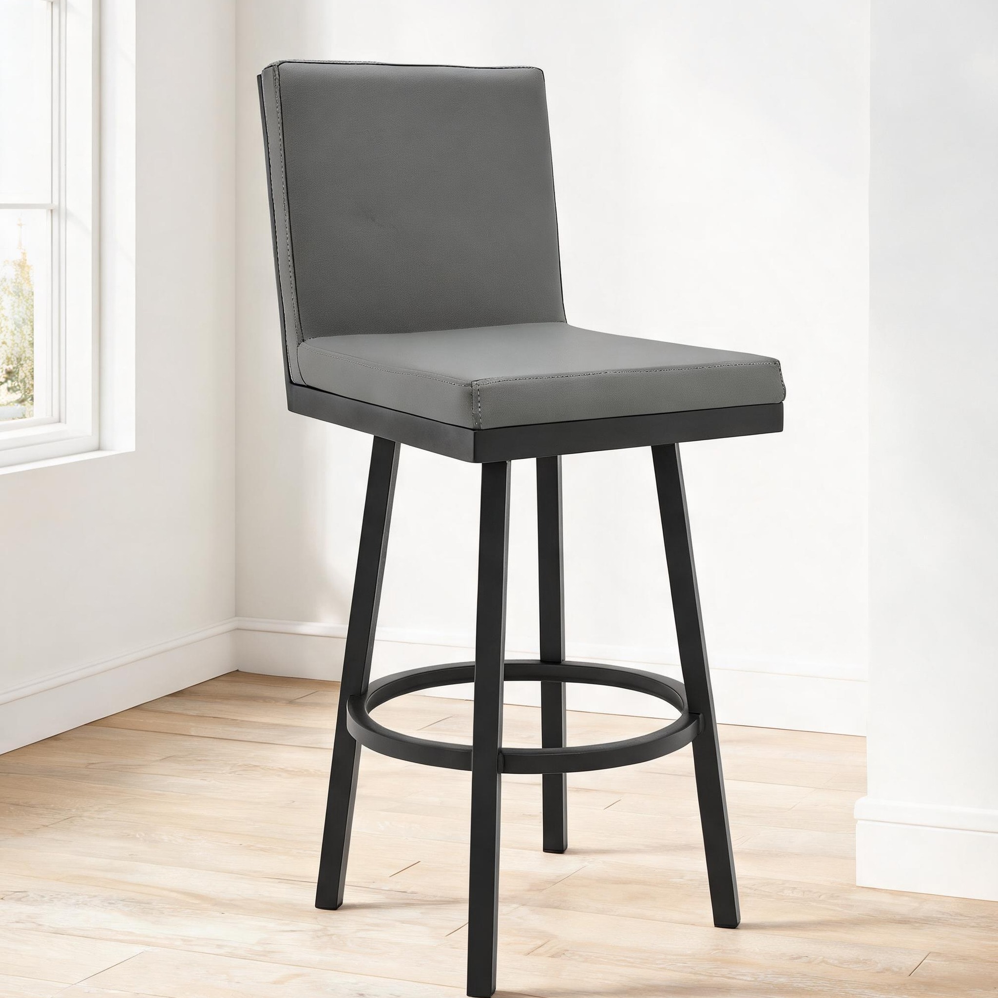 DENIM STOOL W45×D33×H46 Watnature Swivel Bar Counter Stool Luxury Faux Leather Classic