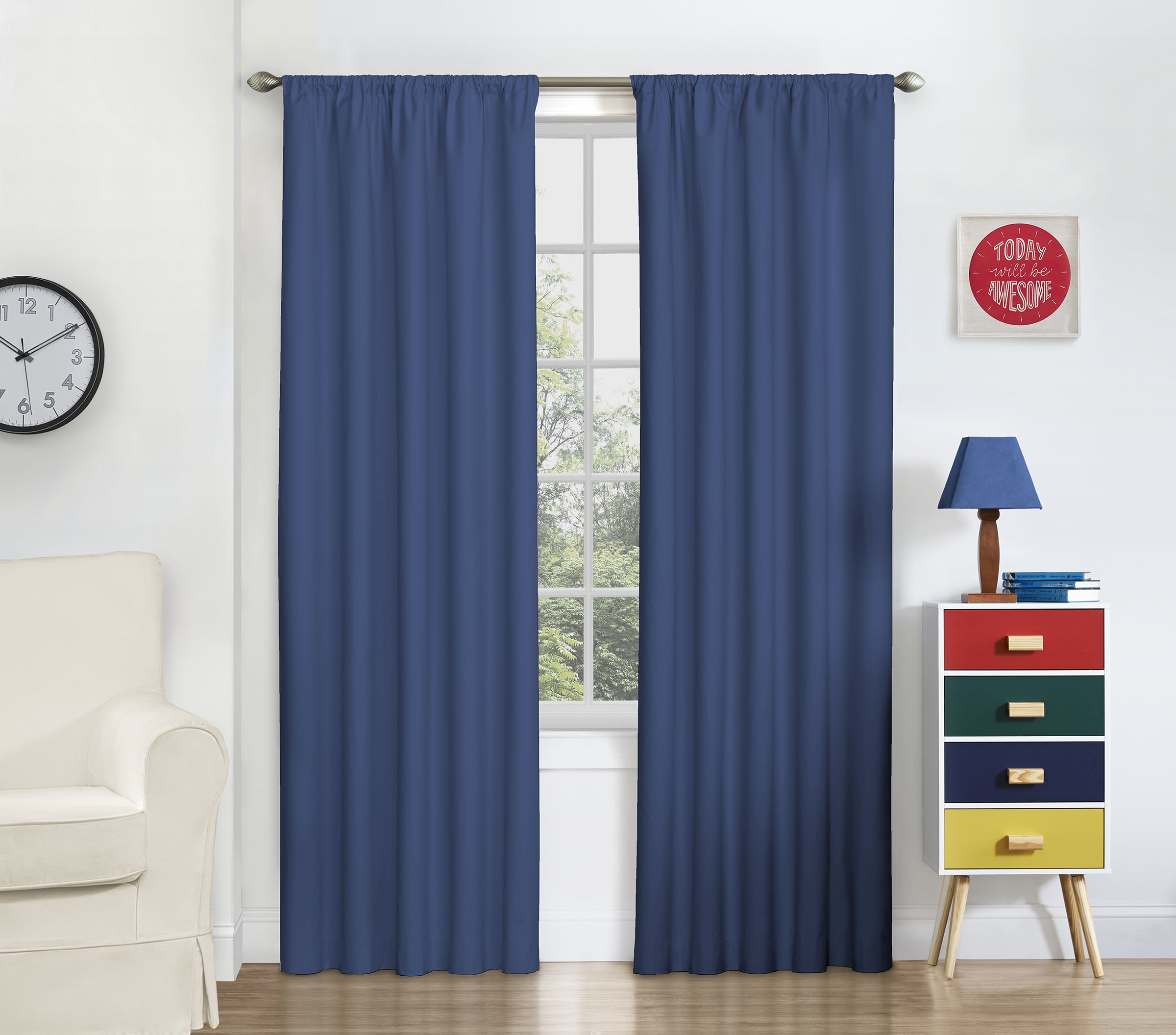 Eclipse 14958042X063DEN 63-Inches Denim Blackout Thermal lined Rod pocket Single curtain panel