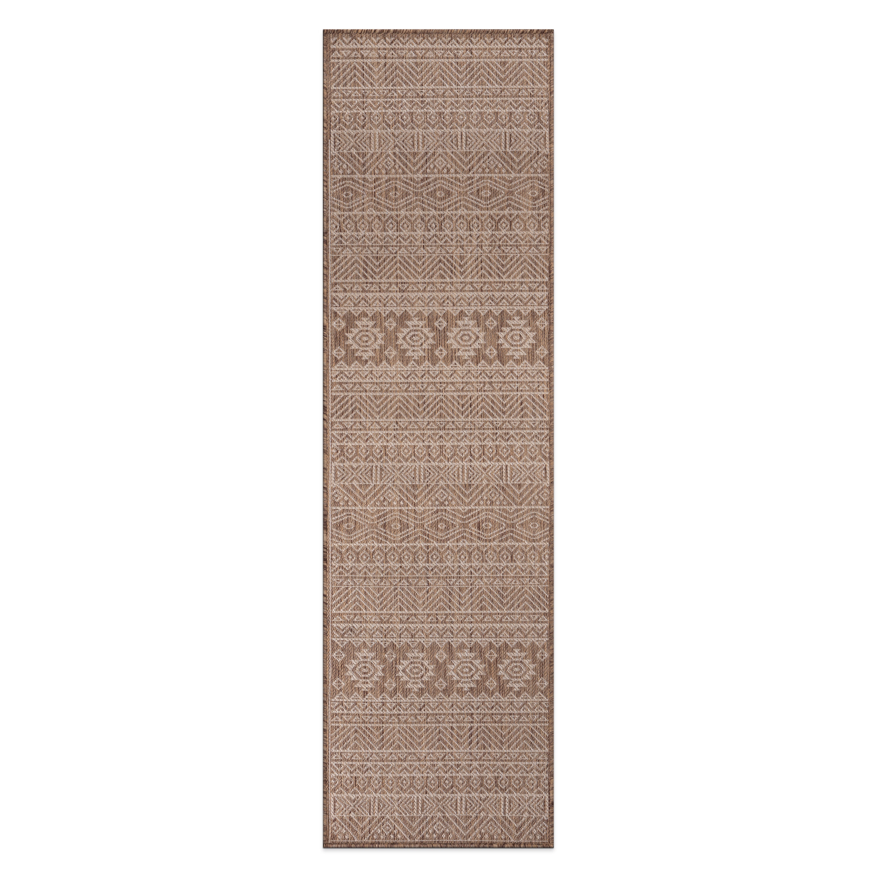 World Rug Gallery 124BROWN2X7 Summer 2 x 7 (ft) Loomed Polypropylene Brown Rectangular Indoor/Outdoor Geometric Global Area rug