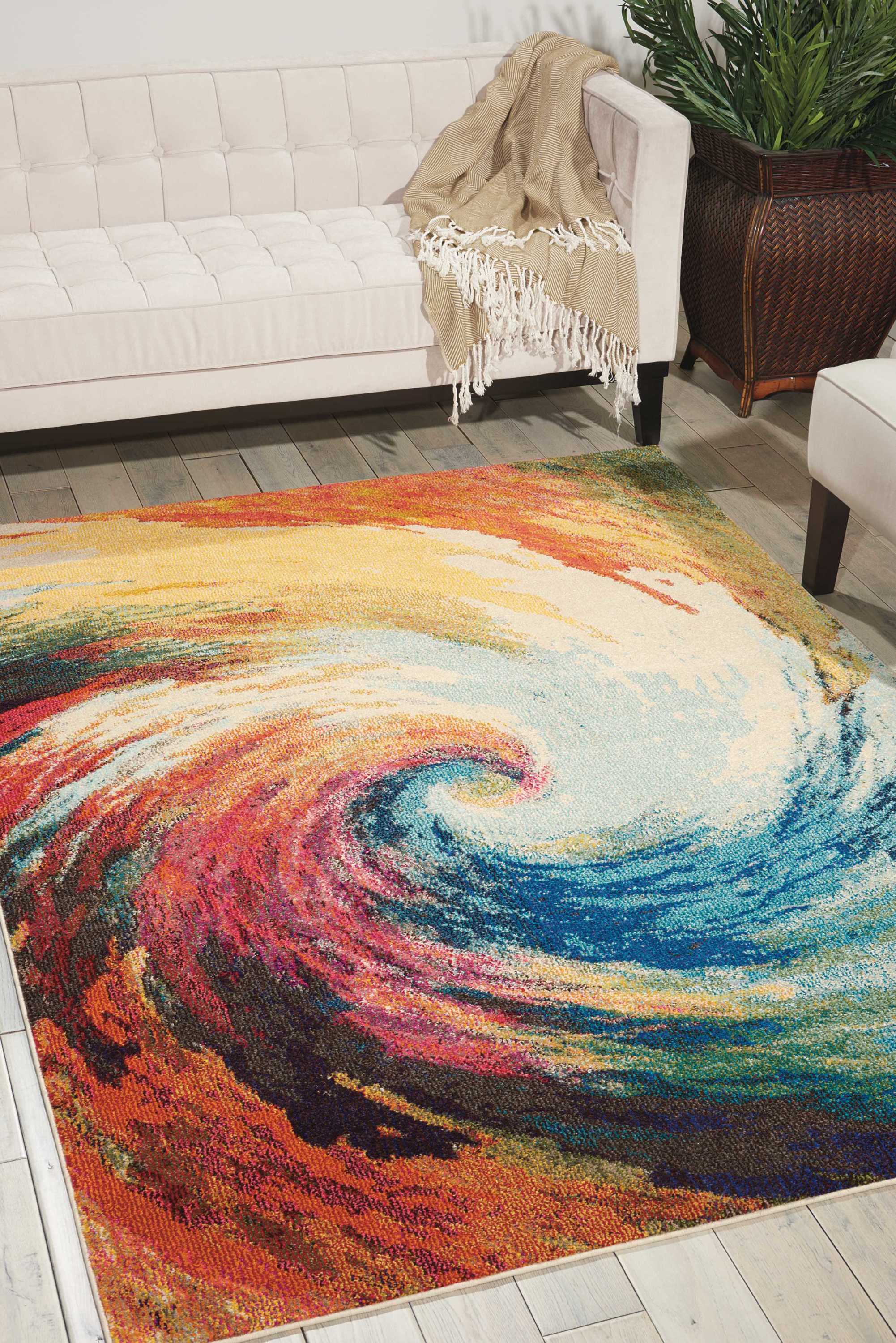 Home Dynamix Splash Adja Abstract Rainbow Swirl Area Rug - Bed