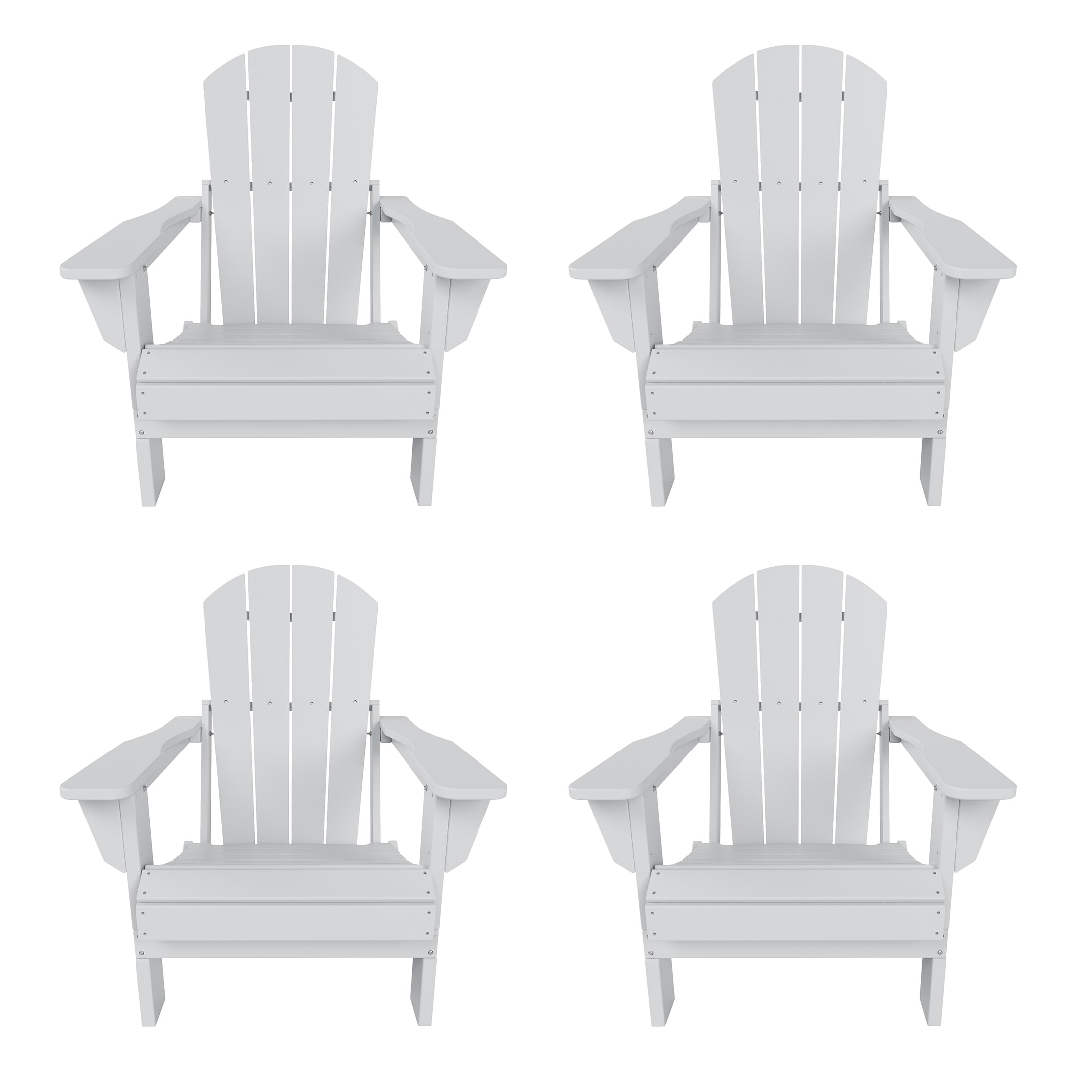 Westin Furniture 2001011-4 Laguna Set of 4 White HDPE Frame Stationary Adirondack Chair with Slat Seat