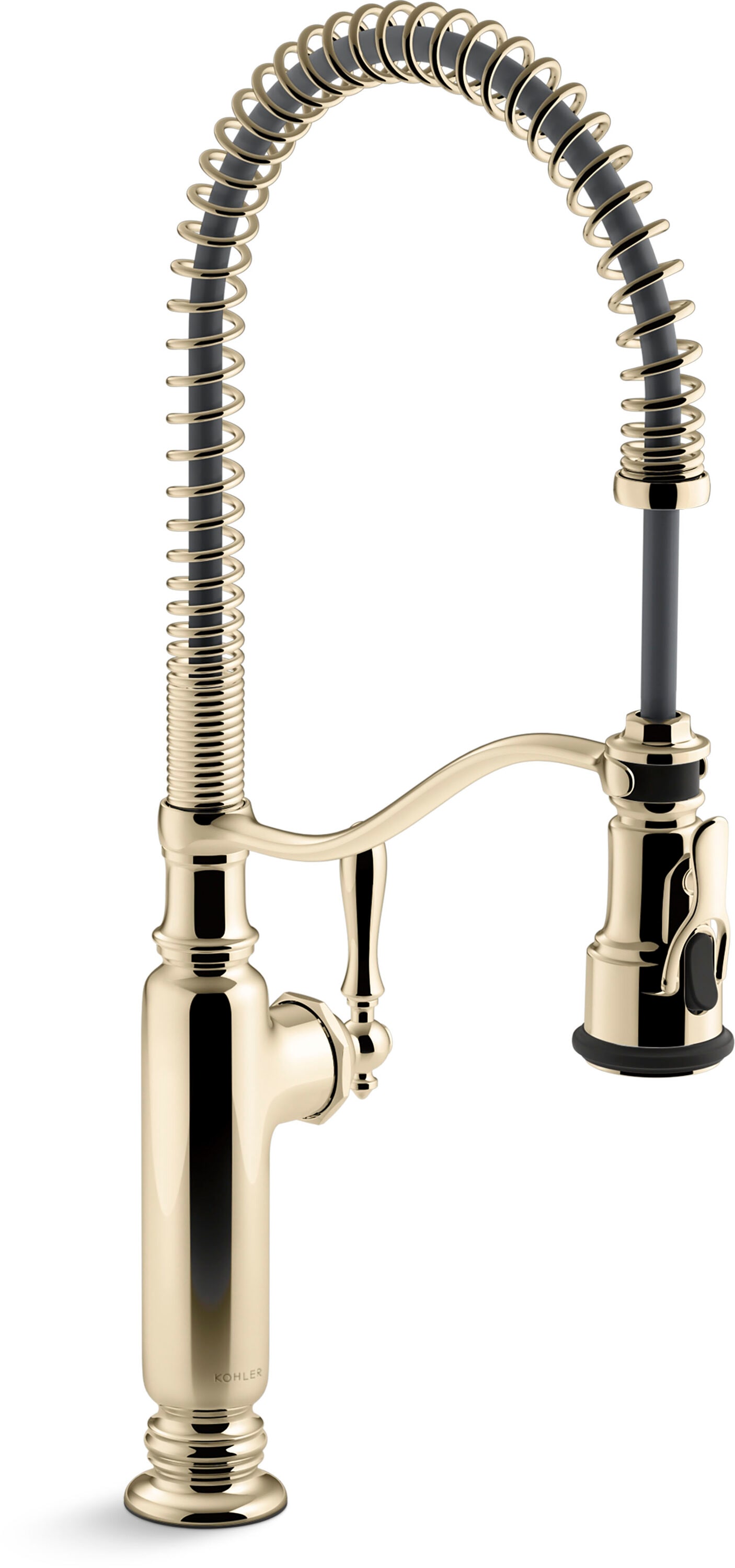 KOHLER 77515-AF Tournant Vibrant French Gold Single Handle Deck-mount Kitchen Faucet with Sprayer