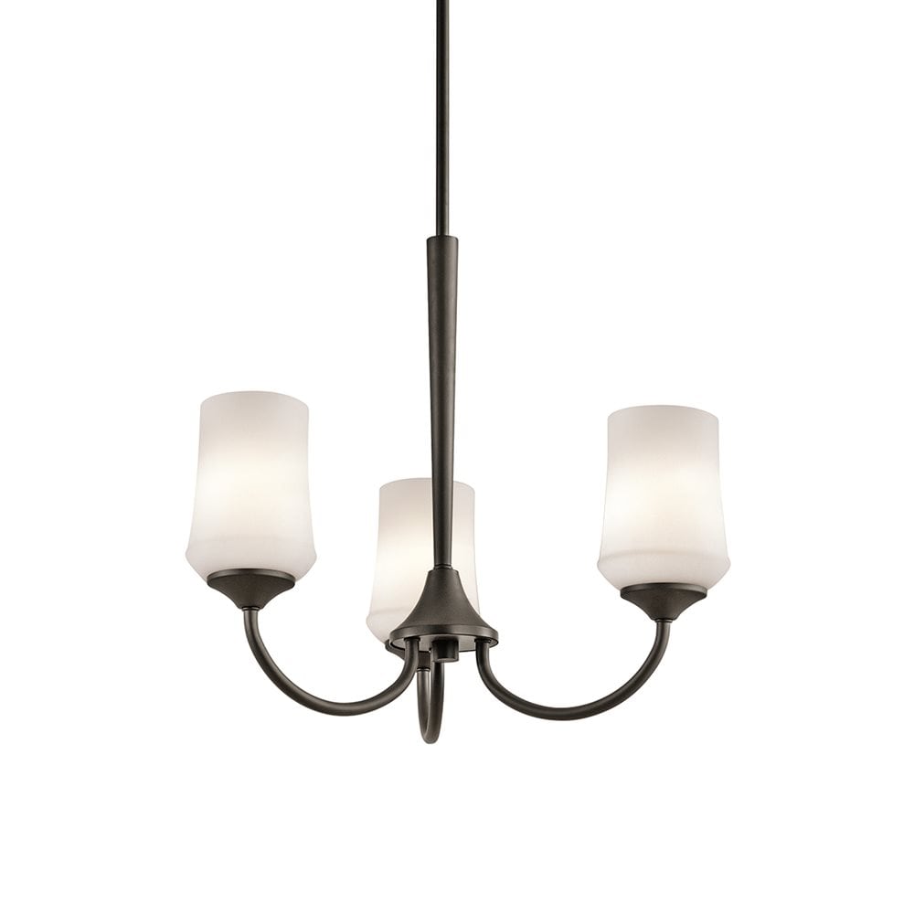 Kichler 43664OZ Aubrey 3 -Light Antique Bronze Transitional For Use in Bedrooms, Dining Rooms, Foyers, Kitchens, Living Rooms Chandelier