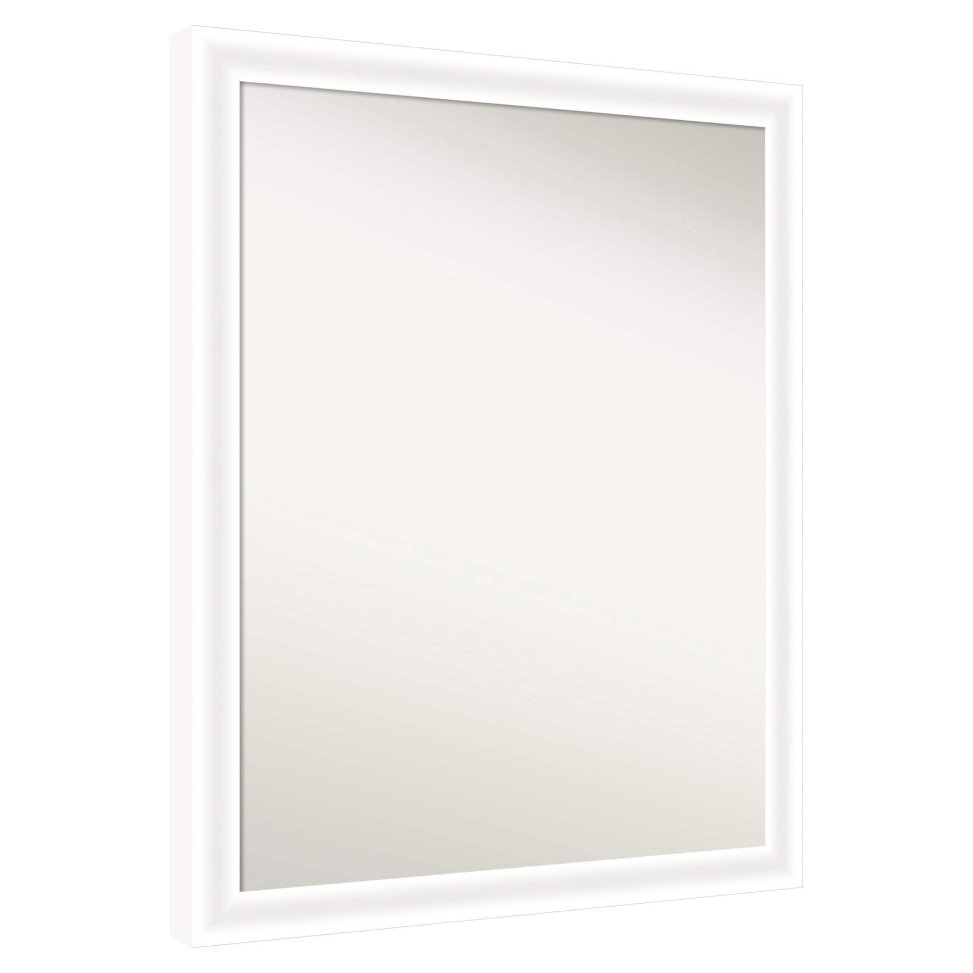 Amanti Art -  Non-Beveled Mirror Oliver White Narrow Framed Wood Bathroom Wall Mirror 31 x 25 in.