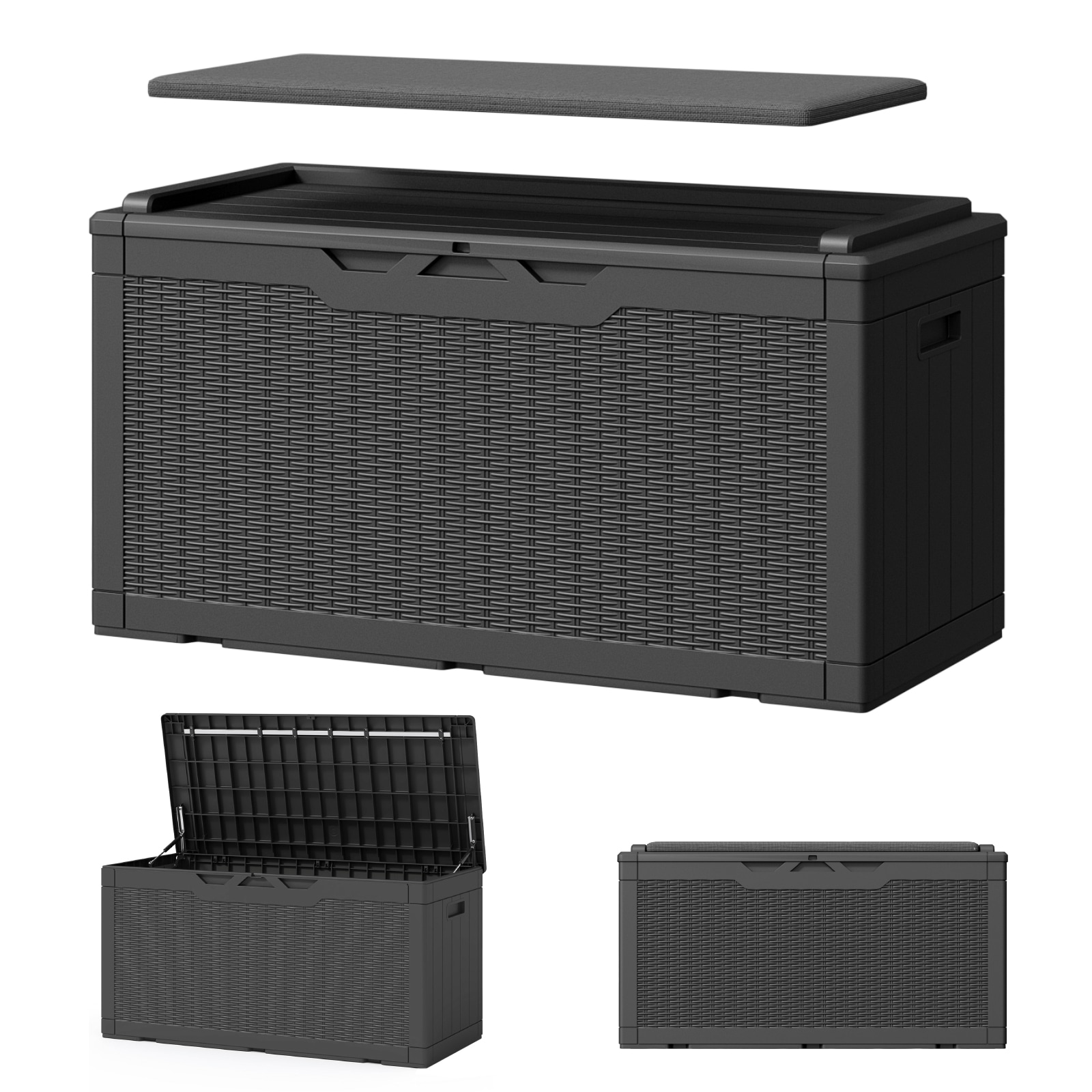 Patiowell WES-PA-0313A-0 100-Gallon Black Plastic Deck Box