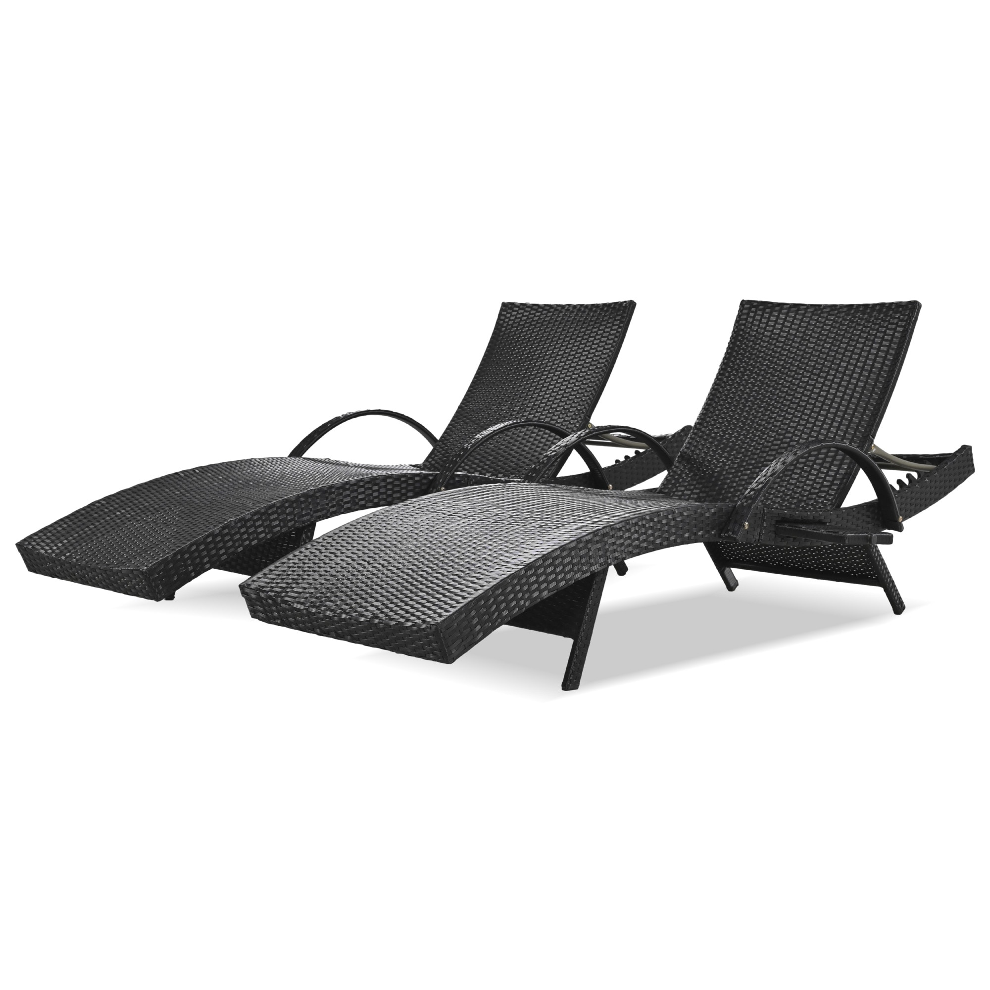 Nestfair Patio Furniture Set of 2 Wicker Black Wicker Frame Stationary ...