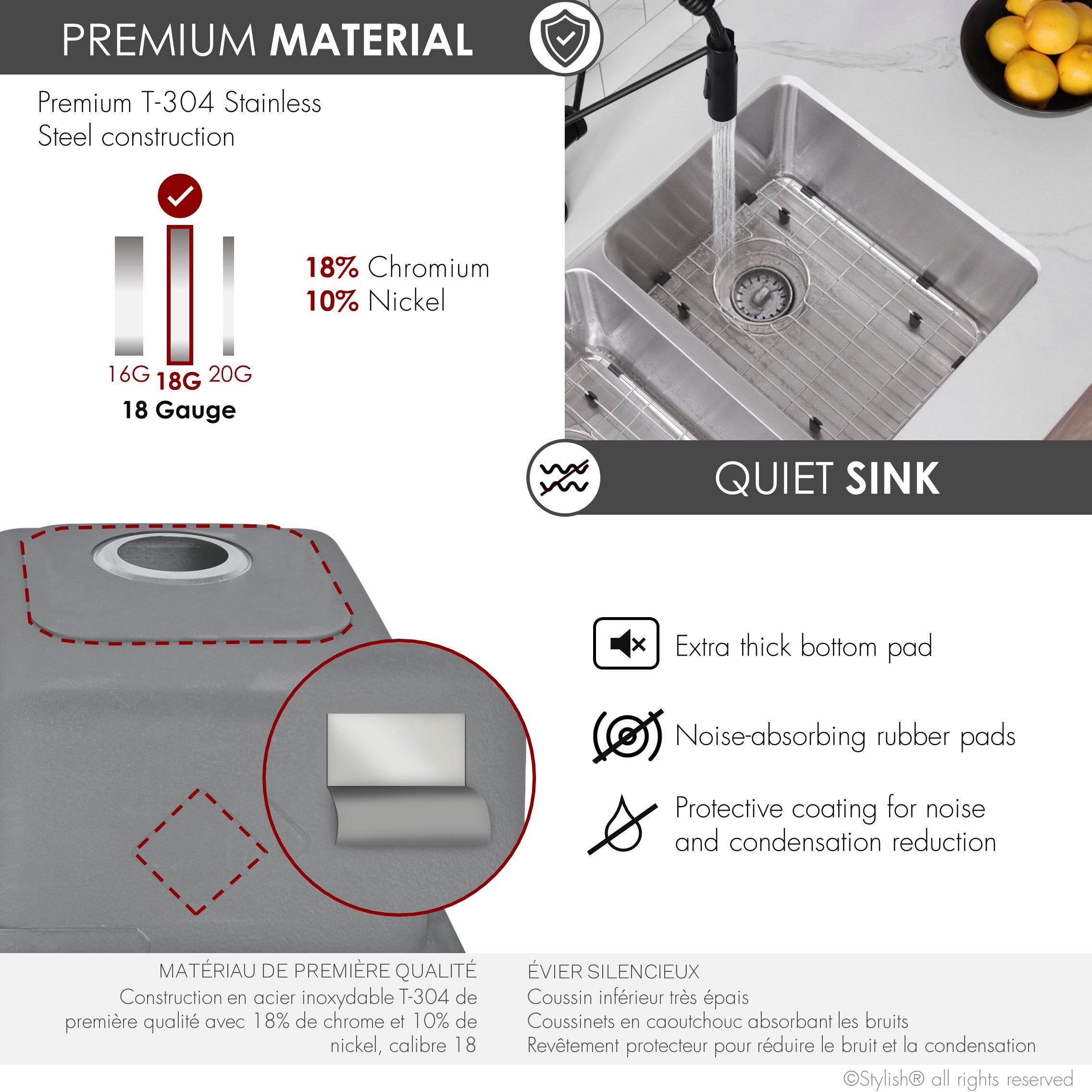 Stylish S-414TG1 Kitchen-Sinks - View #3