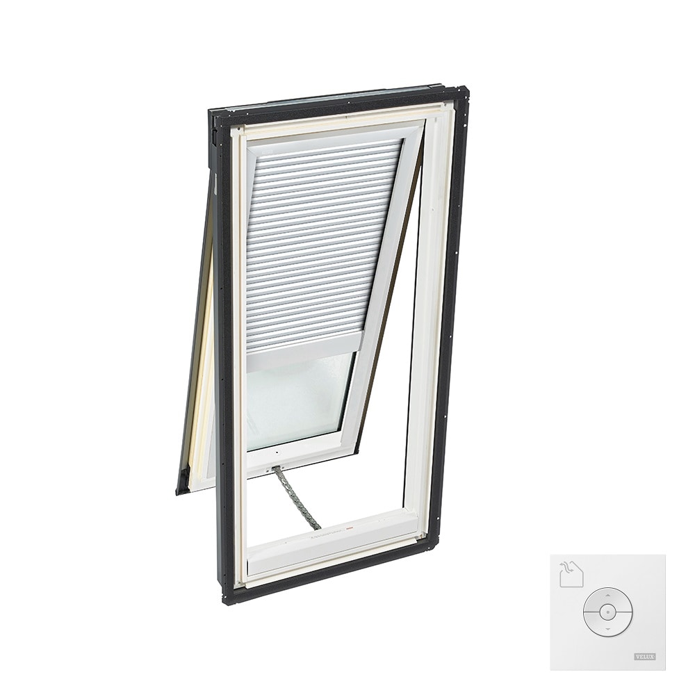 VELUX VSS C08 2004CS00 21-in x 54-7/16-in Solar-powered venting Deck mount Aluminum Skylight with Laminated Low-E argon Glass Room Darkening Shade