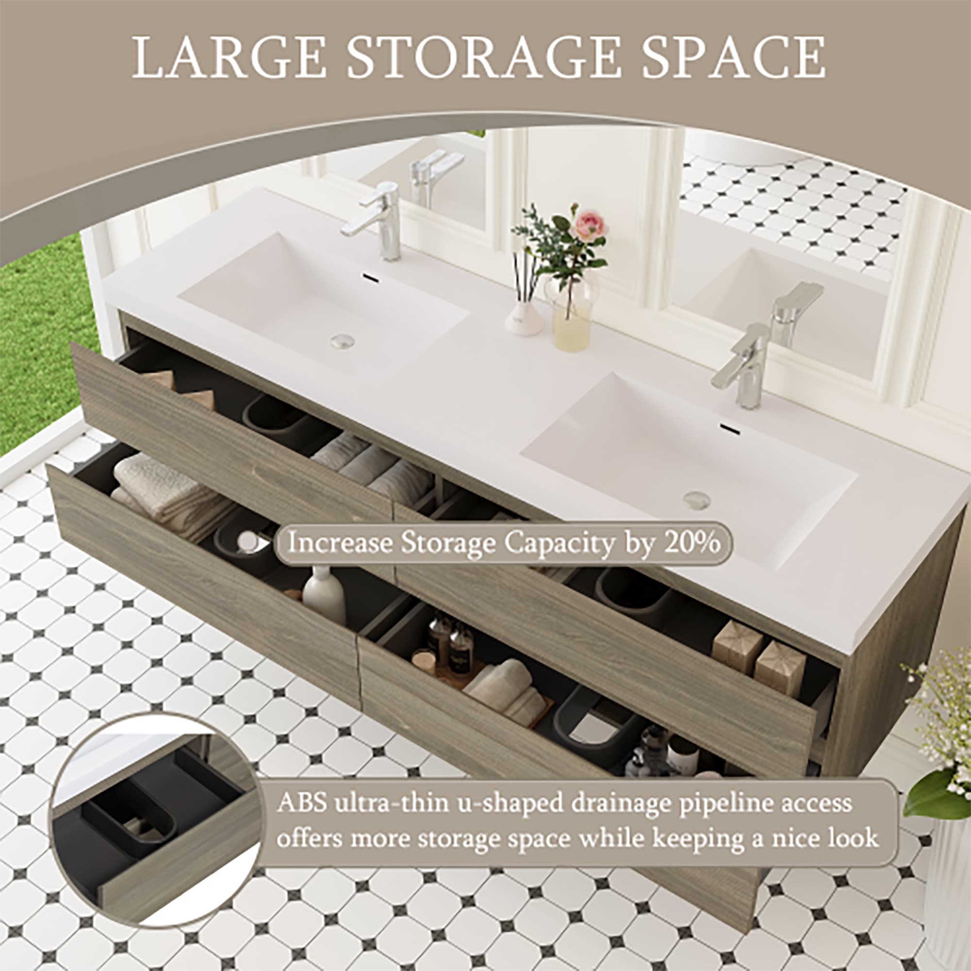 CASAINC MS-20048-CAB-GR-1 Bath-Vanity-Combo - View #2