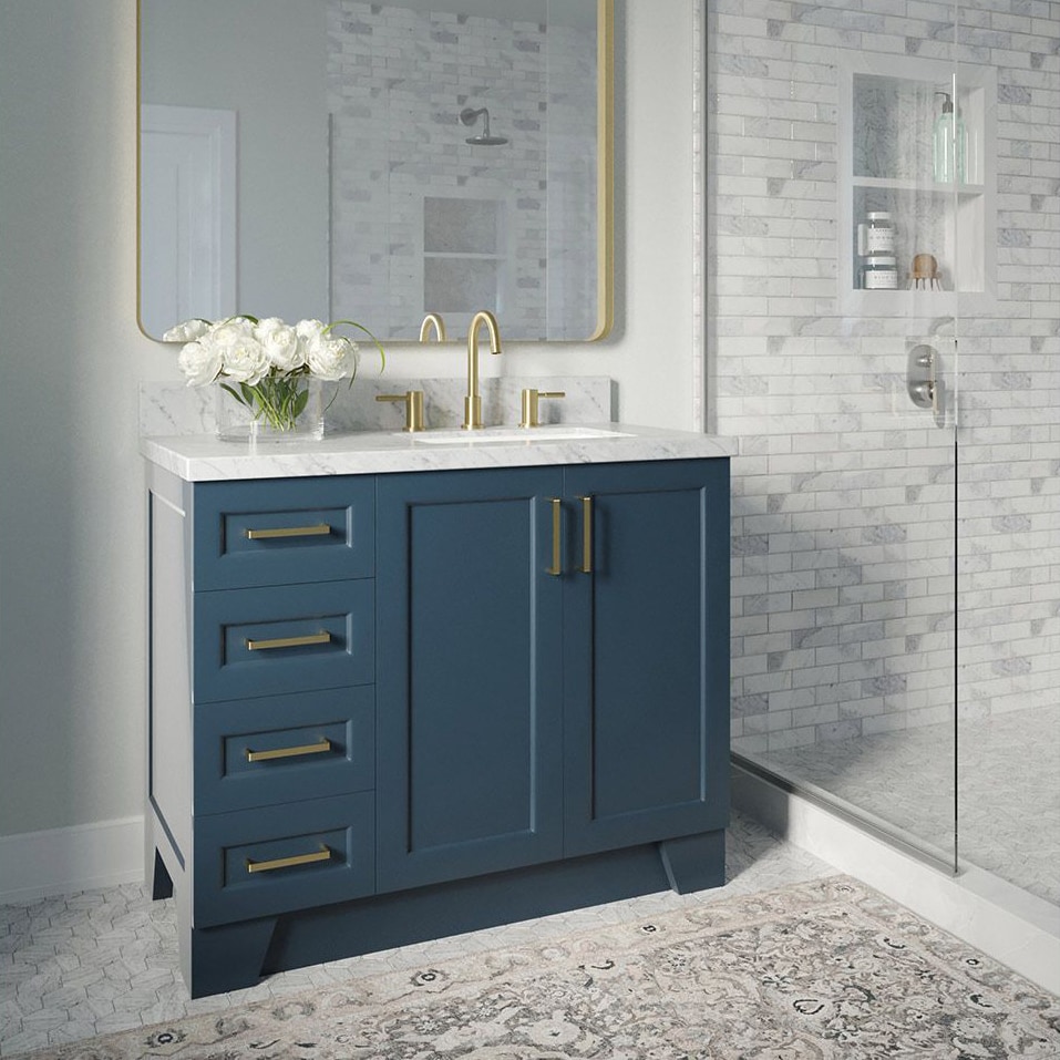 ARIEL Taylor 43-in Midnight Blue Undermount Single Sink Bathroom Vanity ...