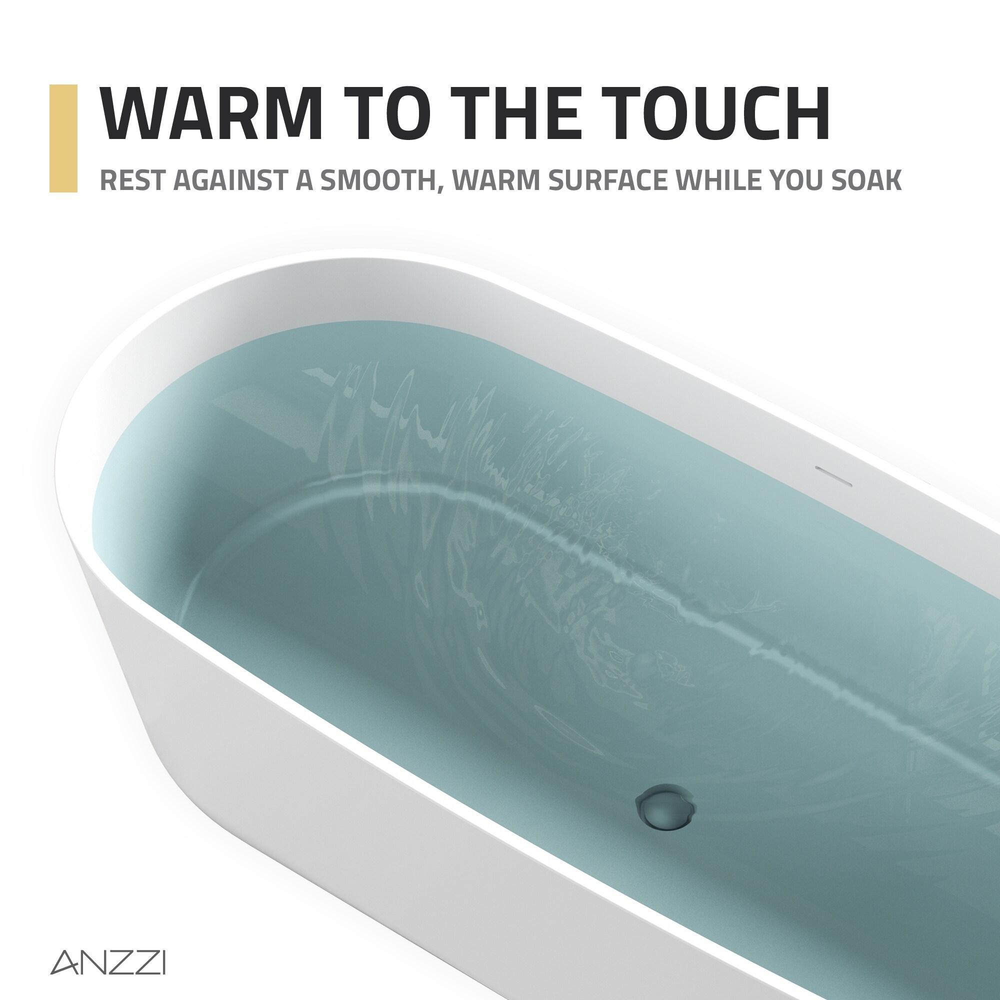 ANZZI Sabbia Series 31.5-in x 70.8-in Matte White Solid Surface