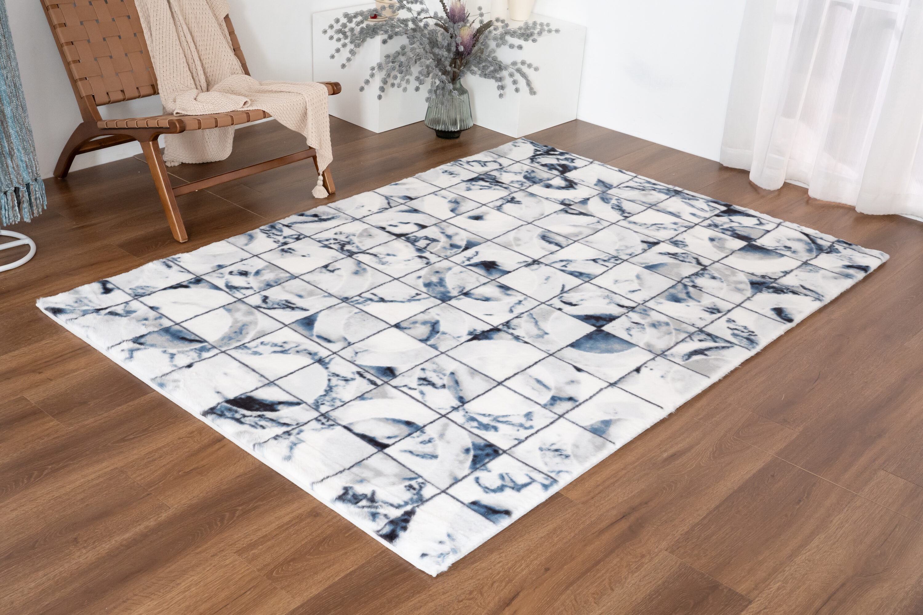 MDA Rugs Luxury Collection 5 X 7 (ft) Blue and Gray Indoor Abstract Area Rug  in the Rugs department at