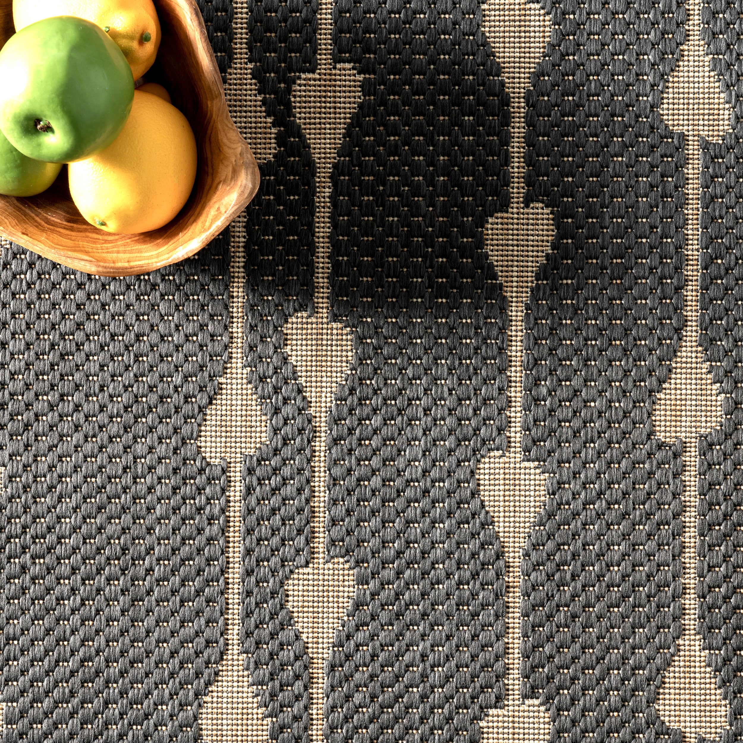 Charcoal Synthetic Reversible Rectangular Indoor/Outdoor Rug