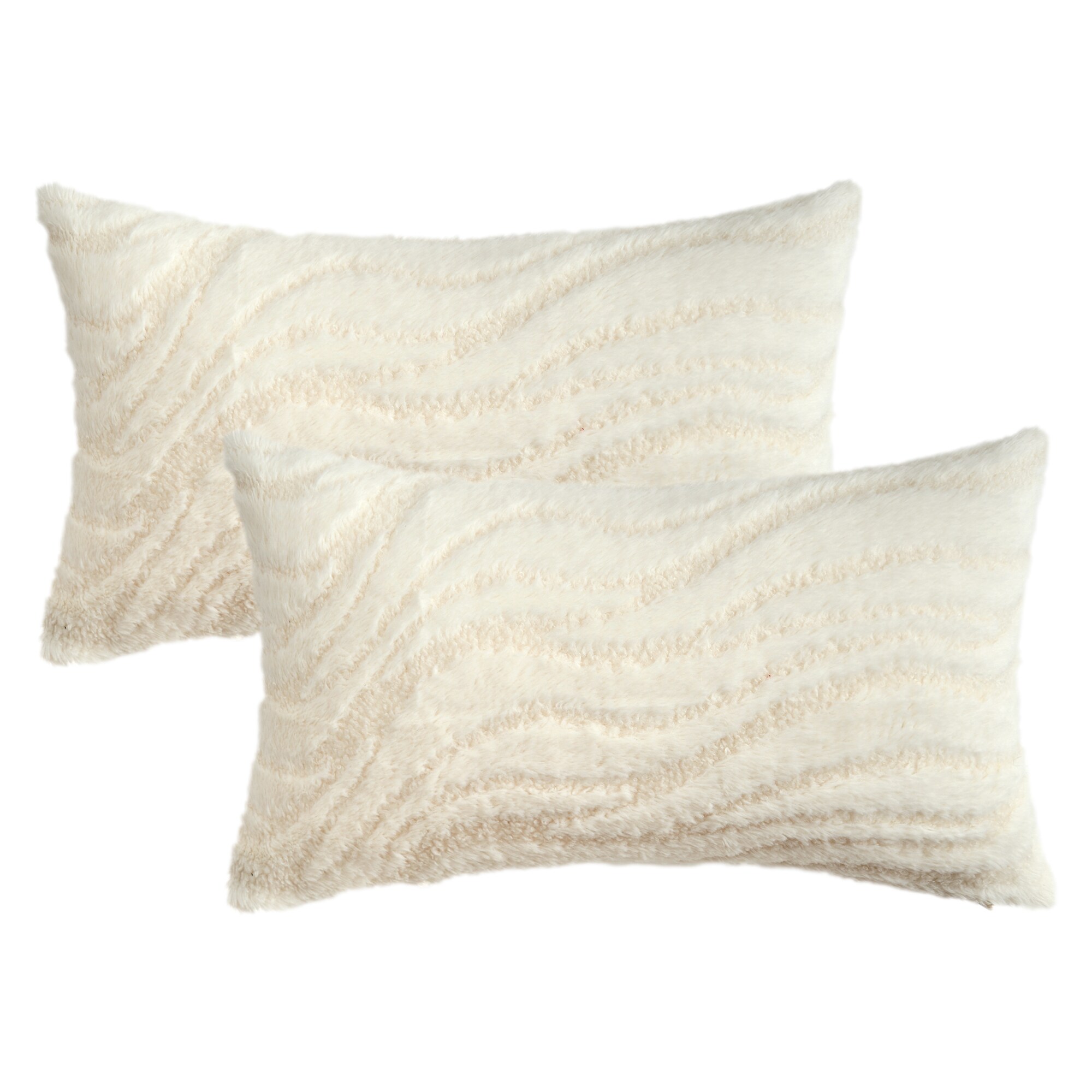 Unique Bargains 2pcs Geometric Throw Pillow Covers Decorative Farmhouse Pillow Case Plush Cushion Pillowcase 12 x 20 Inch White