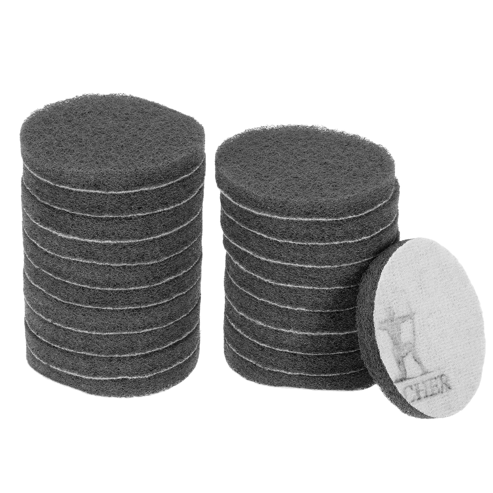 Harfington 20pcs Scrubber Scouring Pads 1200 Grits 3 Inch Drill Power Brush Hoop and Loop Surface Conditioning Disc Drill Scuffing Disc Scrub Pads for Home Kitchen Cleaning Light Grey