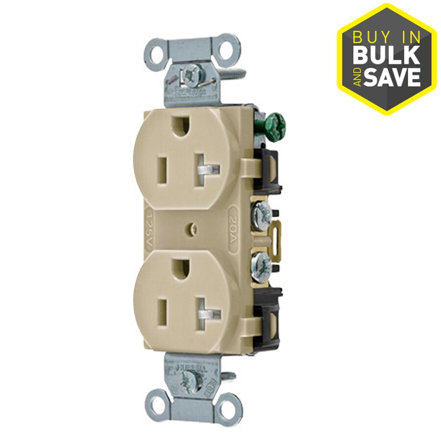 Hubbell 20-Amp Tamper Resistant Residential/Commercial Duplex Outlet ...