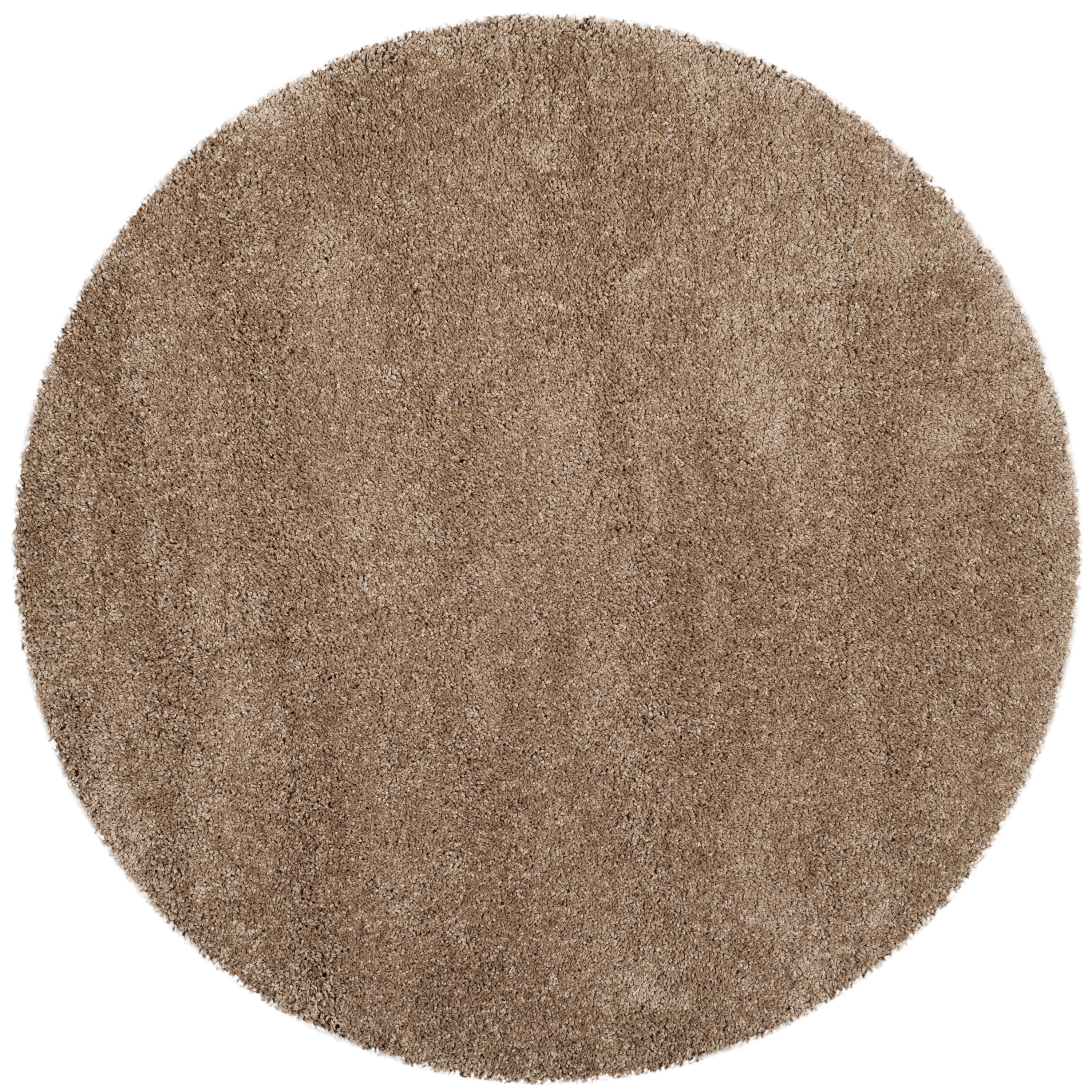 Safavieh SG180-1414-7R Milan Shag 7 x 7 (ft) Loomed Polypropylene Dark Beige Round Indoor Solid Area rug