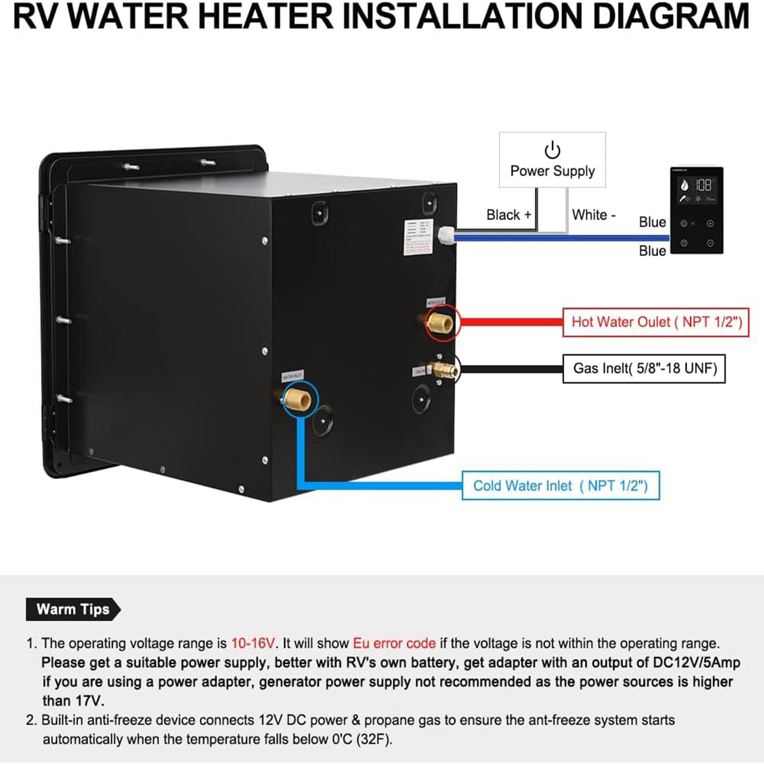 Camplux Camplux 2.64 GPM RV Tankless Water Heater, Black in the Water  Heaters department at