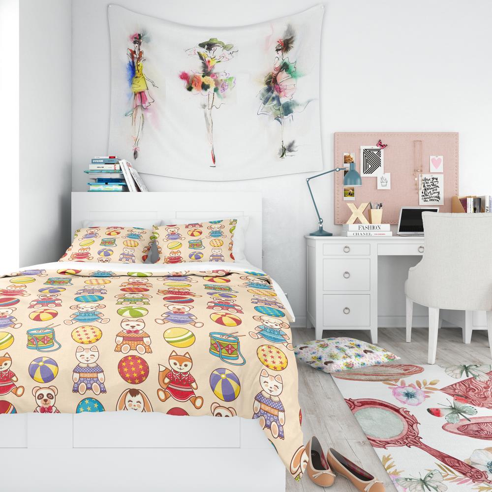 Designart BED18605-T 3 -Piece Pink Twin Duvet cover Set