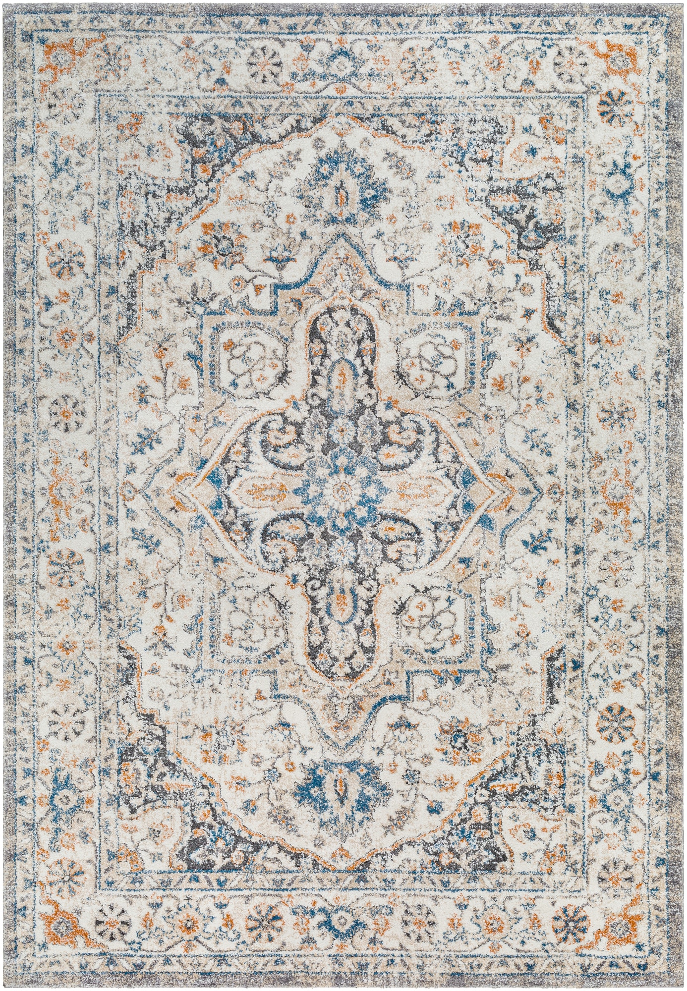 Surya TUS2343-710103 8 x 10 (ft) Polypropylene Cream/Blue Rectangular Indoor Medallion Oriental Area rug
