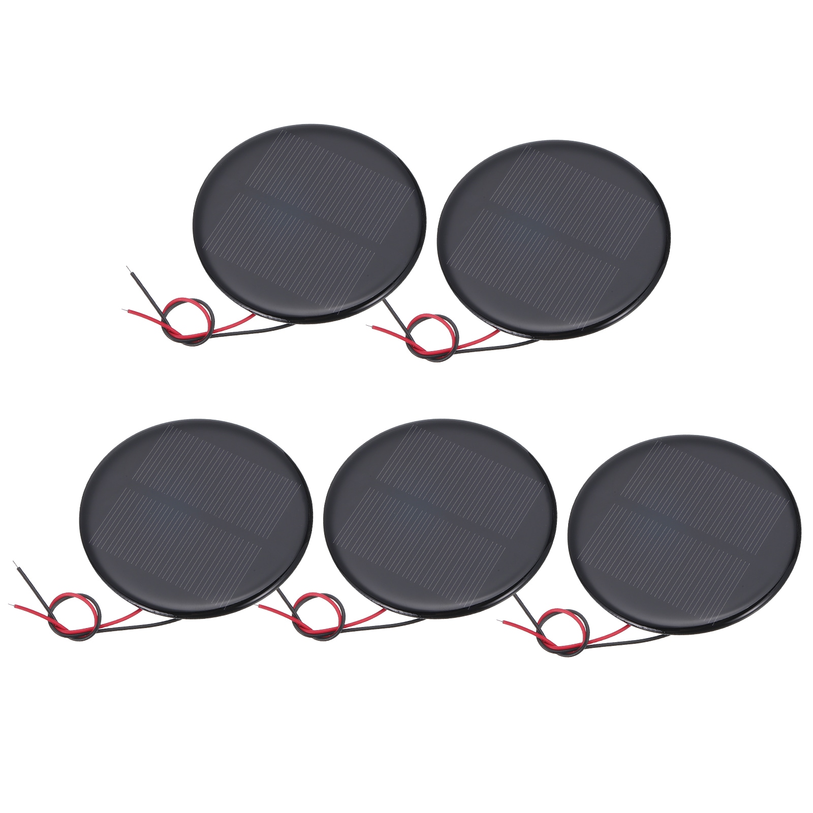 Unique Bargains 5pcs 4V 0.52W 130mA Mini Solar Panels Small Polycrystalline Solar Cell Panel with 2 Cable for DIY Electric Toy Materials Kits Charger 73mm Dia #S25093000UX9082