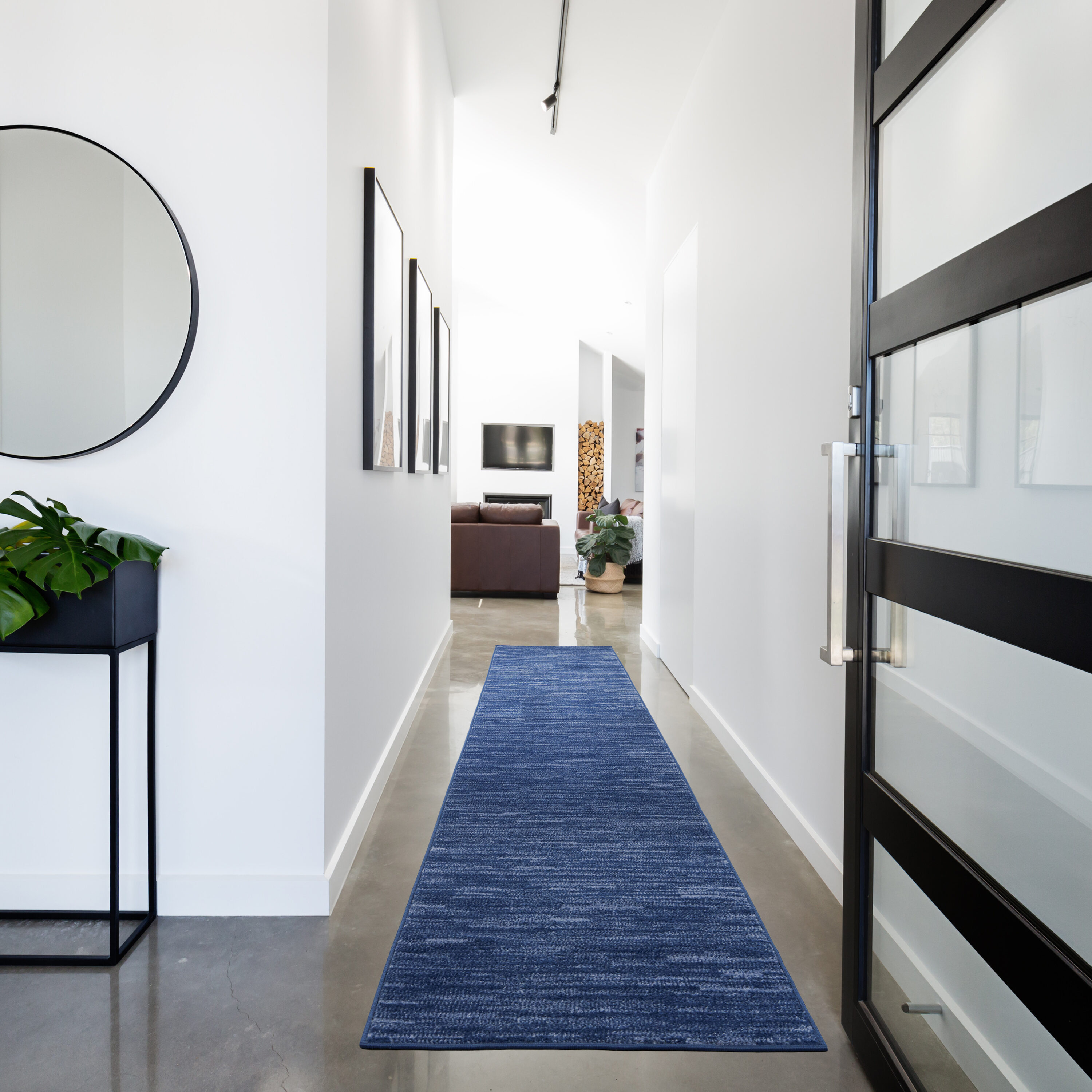 Nourison 099446072825 Essentials 2 x 16 (ft) Loomed Polypropylene Navy Blue Rectangular Indoor/Outdoor Runner rug