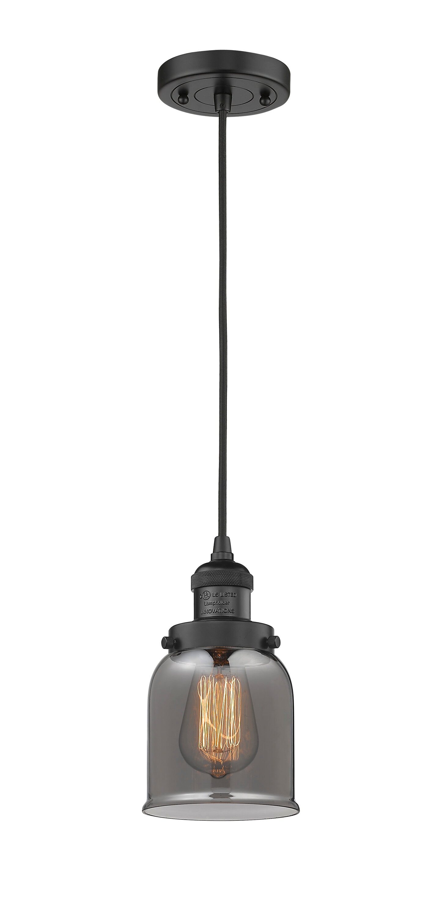 Innovations Lighting 201C-BK-G53 Bell Matte Black Modern/contemporary Stained glass Bell Medium Hanging Pendant light