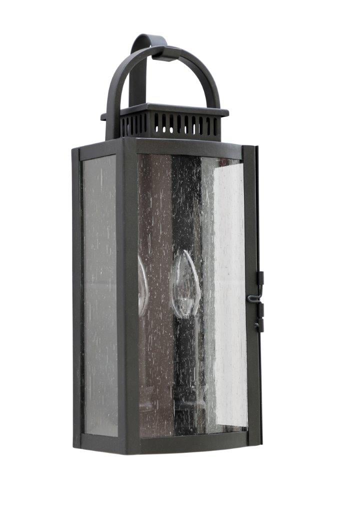 Harbor Breeze Elder 2-Light 16.3-in H Satin Black Outdoor Wall Light ...