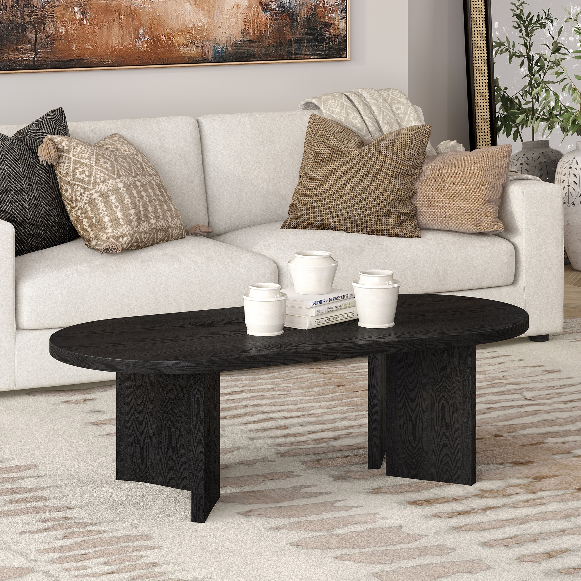 Hailey Home CT2088 Alma Black Grain MDF Scandinavian Coffee Table