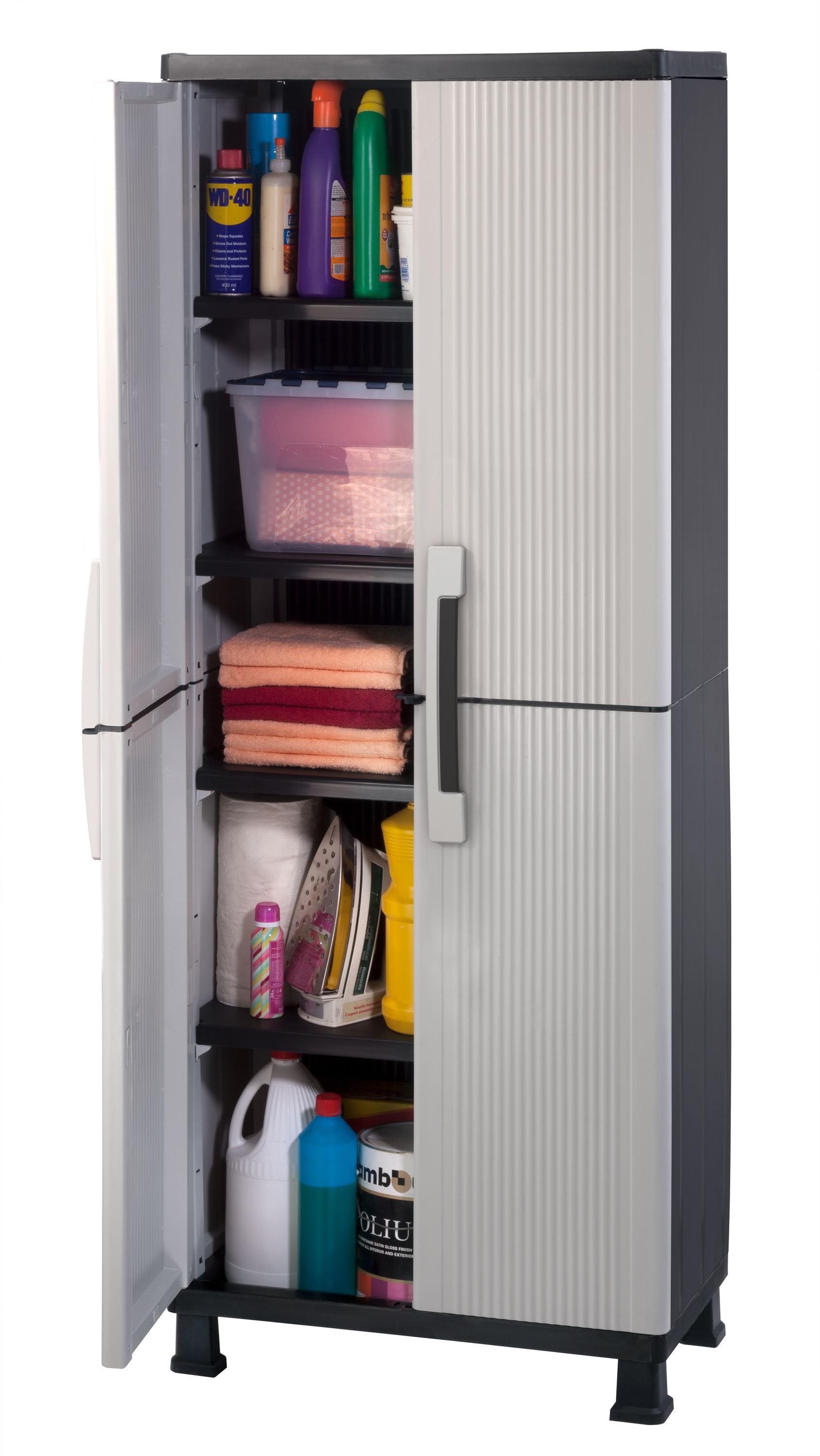 Keter Plastic Freestanding Garage in Gray (26.8-in W 68-in H x 14.8-in D) in the Garage Cabinets department at