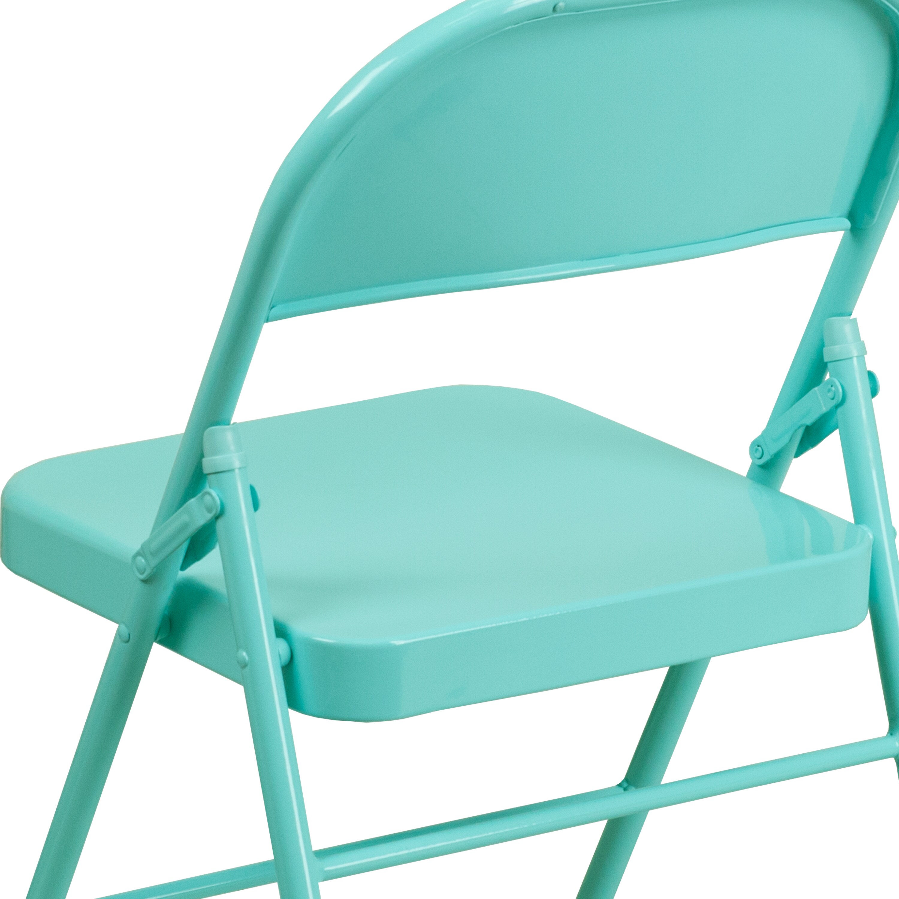 teal folding chair