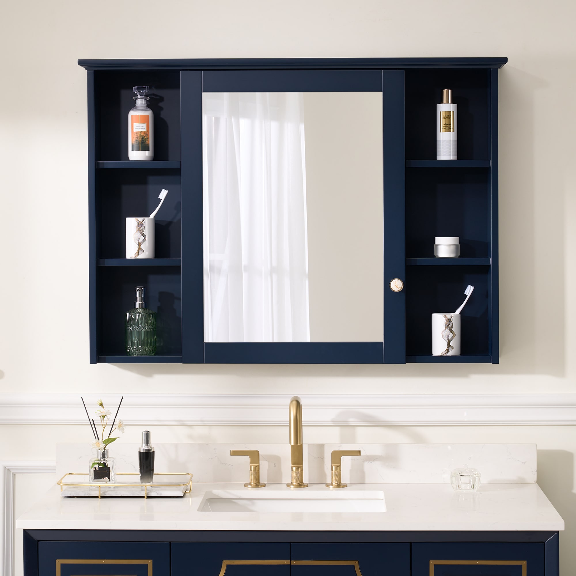 Fresca FMC6124RBL 24 Blue Bathroom Medicine Cabinet with Small Bottom Shelf