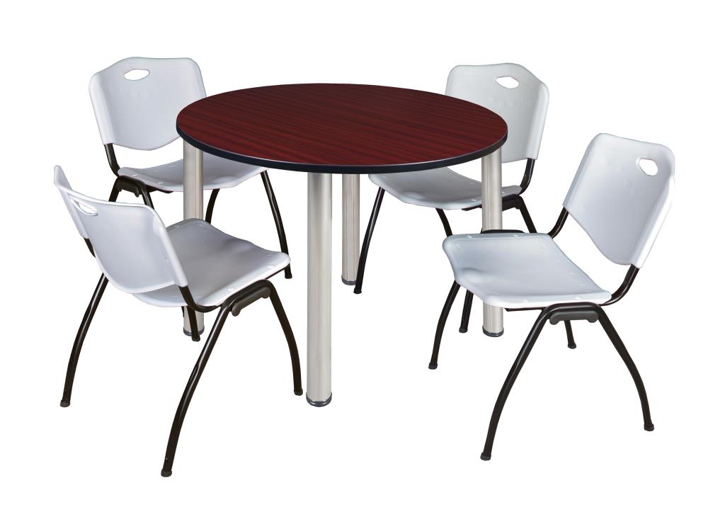 Regency TB48RNDMHBPCM47GY Breakroom Brown 4-Person Training Table (48-in W x 29-in H)