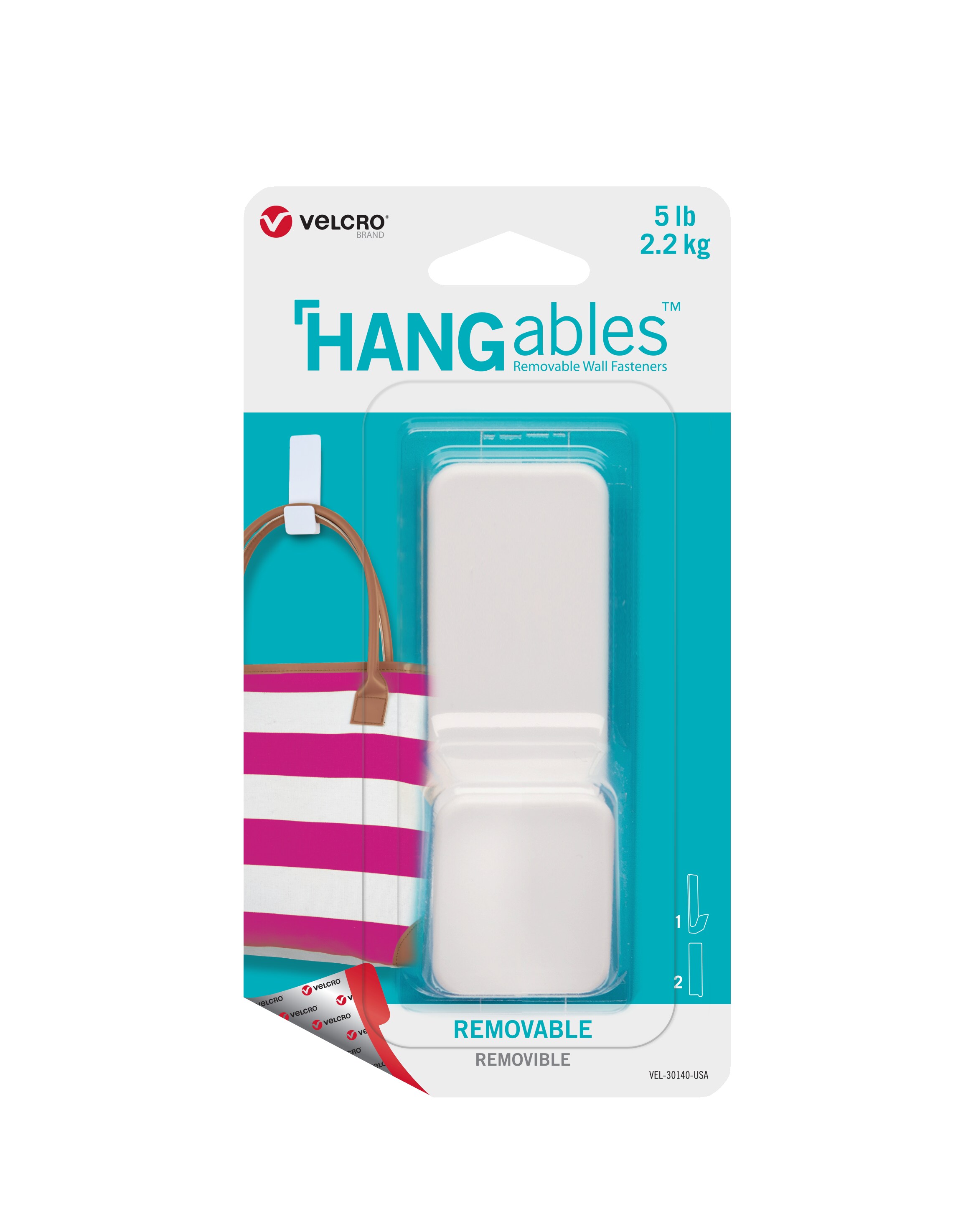 VELCRO Brand HANGables White Adhesive Storage/Utility Hook (5-lb Capacity)  in the Utility Hooks & Racks department at