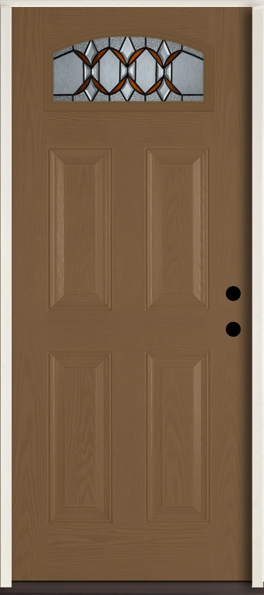 RELIABILT LO841868 Park Hill 36-in x 80-in x 4-9/16-in Fiberglass 1/4 lite Left-hand inswing Woodhaven Stained Prehung Front Door Insulating core