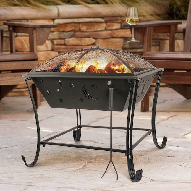 Large Wood Burning Fire Pit For Patio, 24 Round Fire Pit Cover