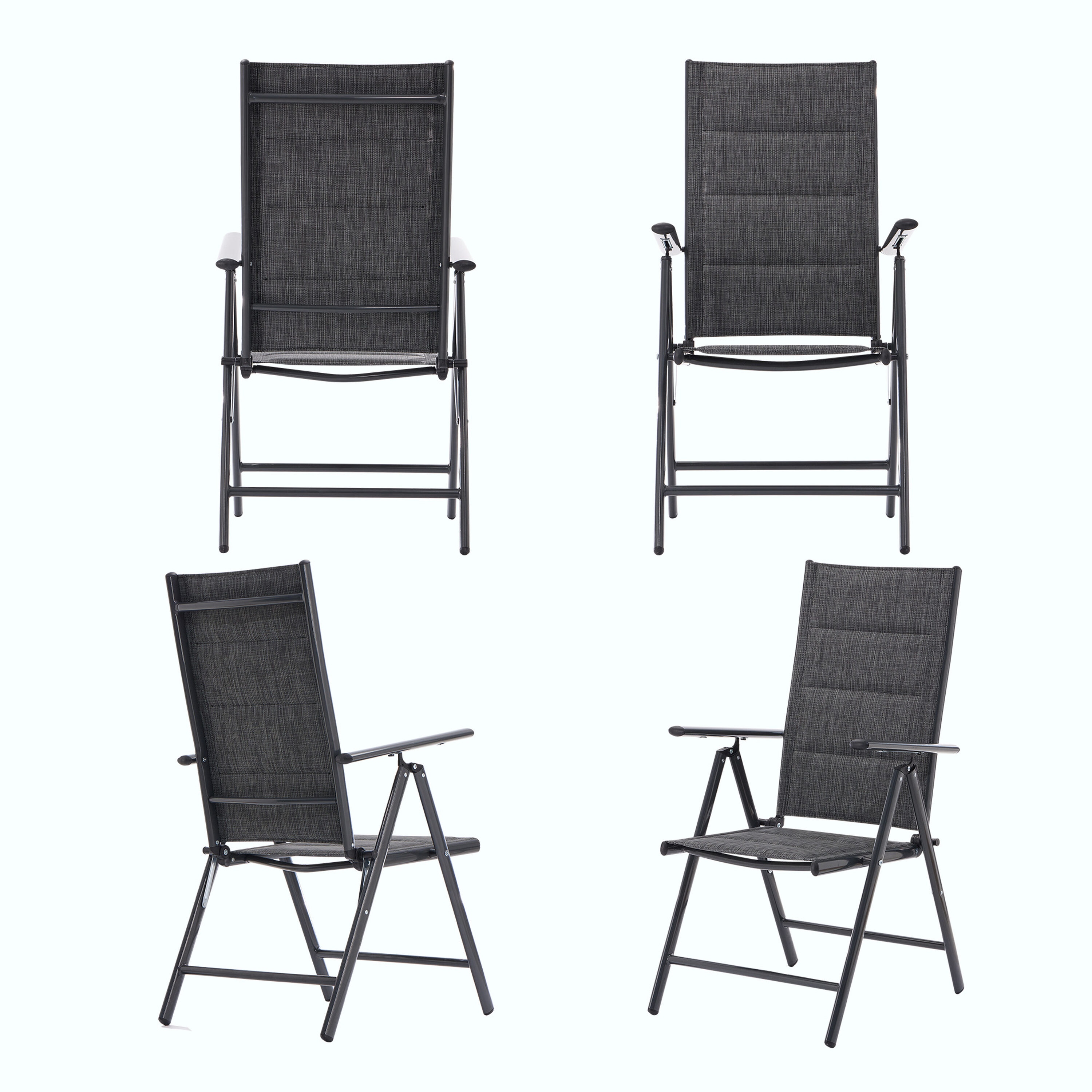 JEAREY Adjustable Back Dining Chairs Set of 2 Woven Stackable Black and ...