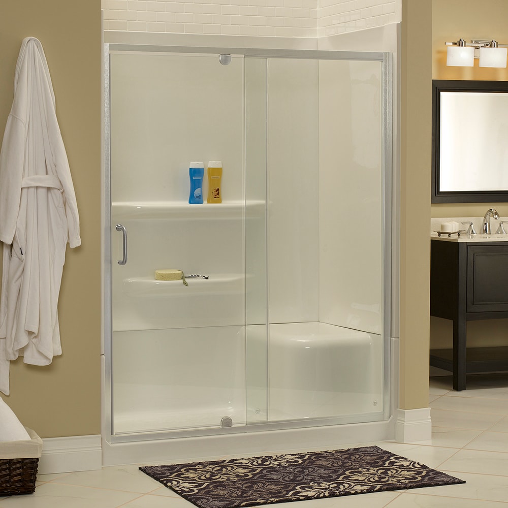 CRAFT + MAIN Cove Silver 48-in W x 69-in H Semi-frameless Pivot Shower ...