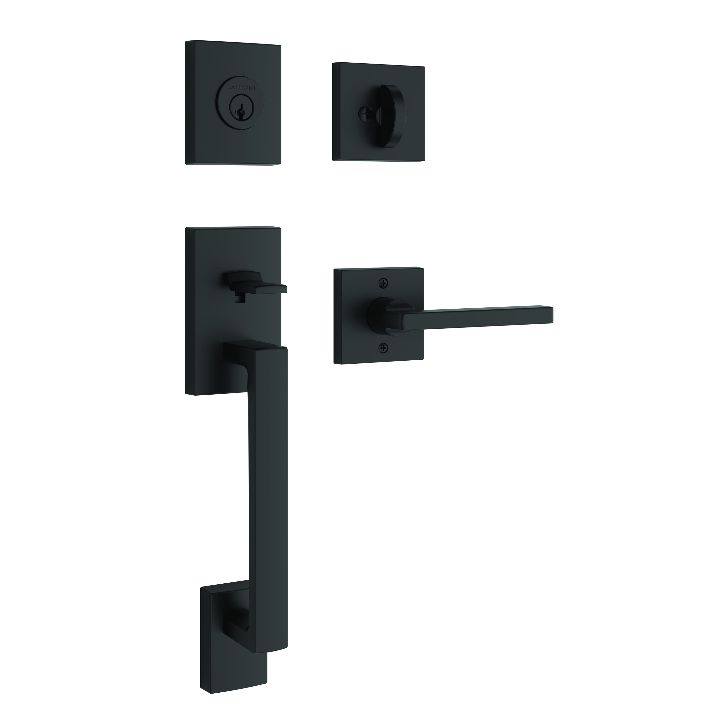 Baldwin Reserve Satin Black Single Deadbolt Keyed Entry Door Handleset with Square Lever SCLAJXSQUCSR190 Sansujyuku sansujyuku.com