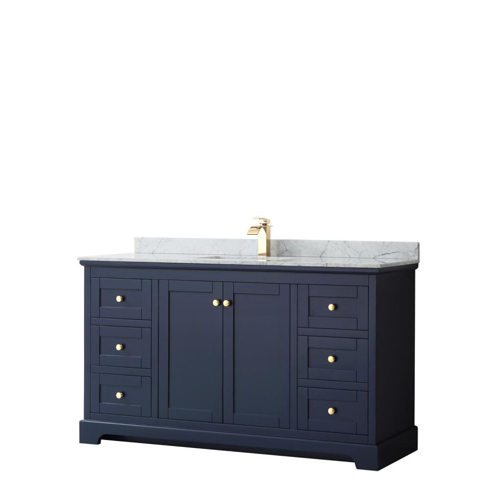 Wyndham Collection Avery 60in Dark Blue with Brushed Gold Trim