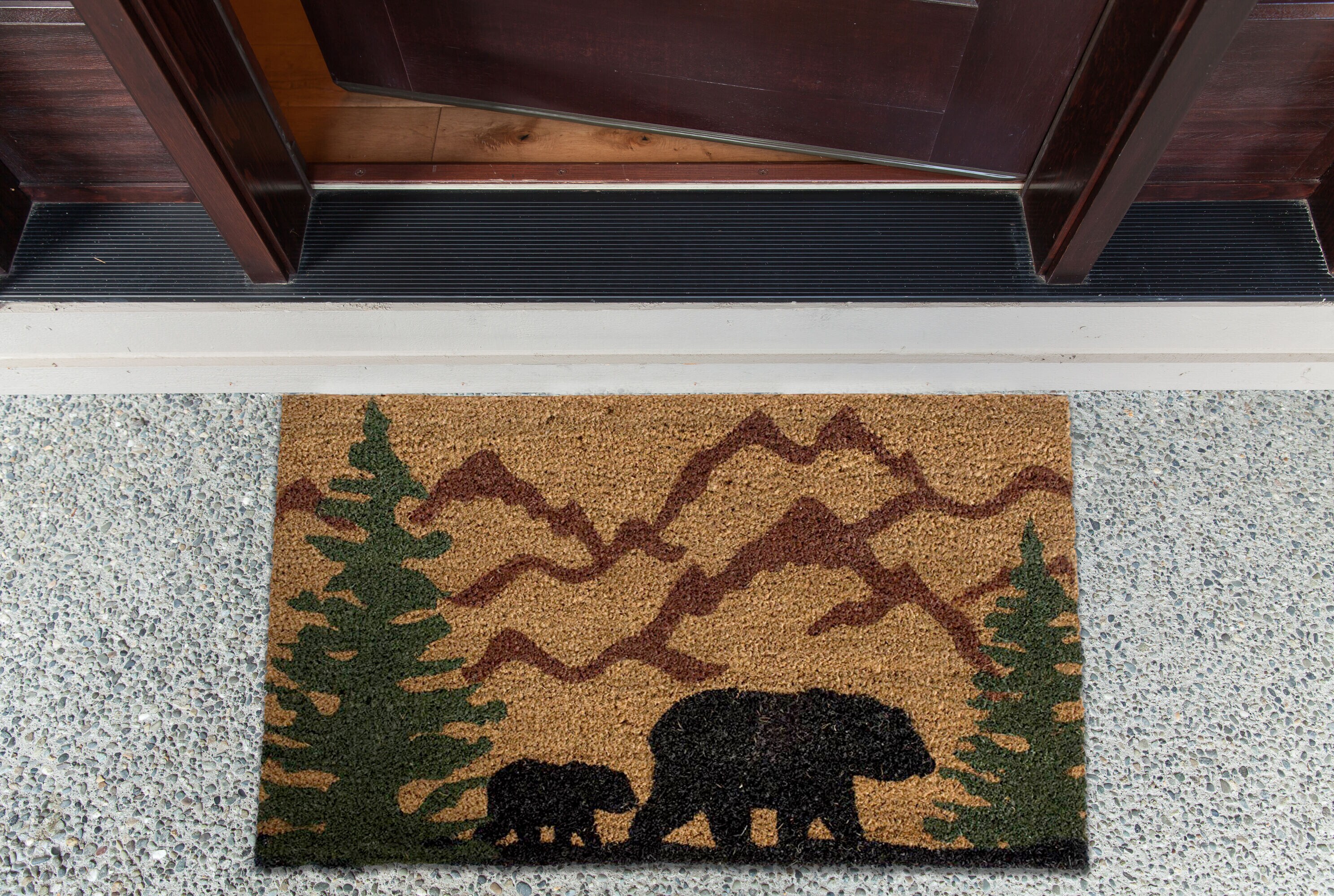 Coir Door Mat 30in x 18in - Welcome Bear