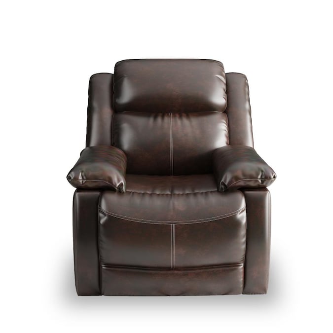 Clihome Recliner Chair Brown Faux, Brown Faux Leather Recliner Chair