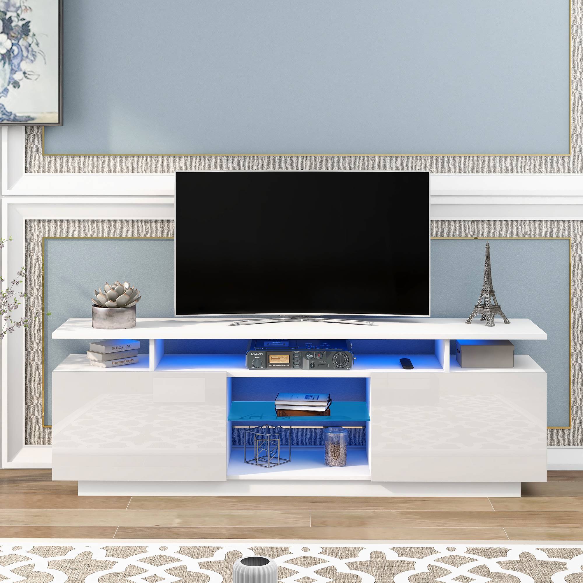 Yiekholo Modern/Contemporary White Tv Cabinet (Accommodates TVs up to 65-in)