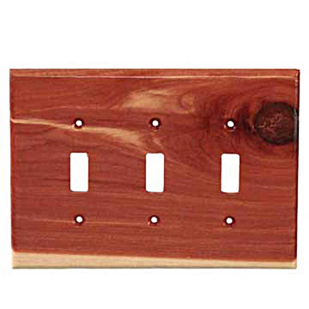 Sierra Lifestyles 682221 3 -Gang Specialty Size Tennessee Aeromatic Cedar Wood Indoor Toggle Wall Plate