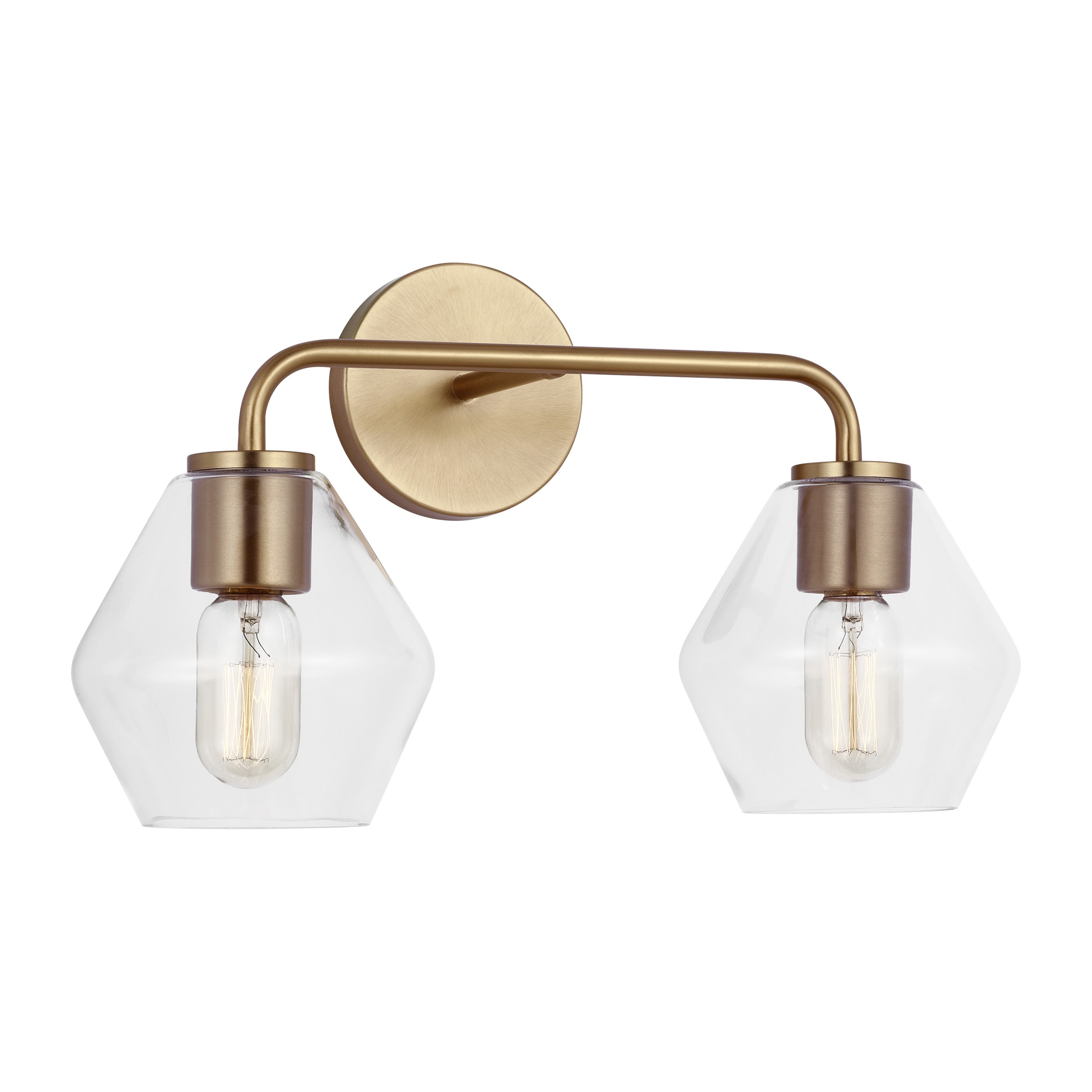 Jett 17" Satin Brass Vanity Light with Clear Glass Shades